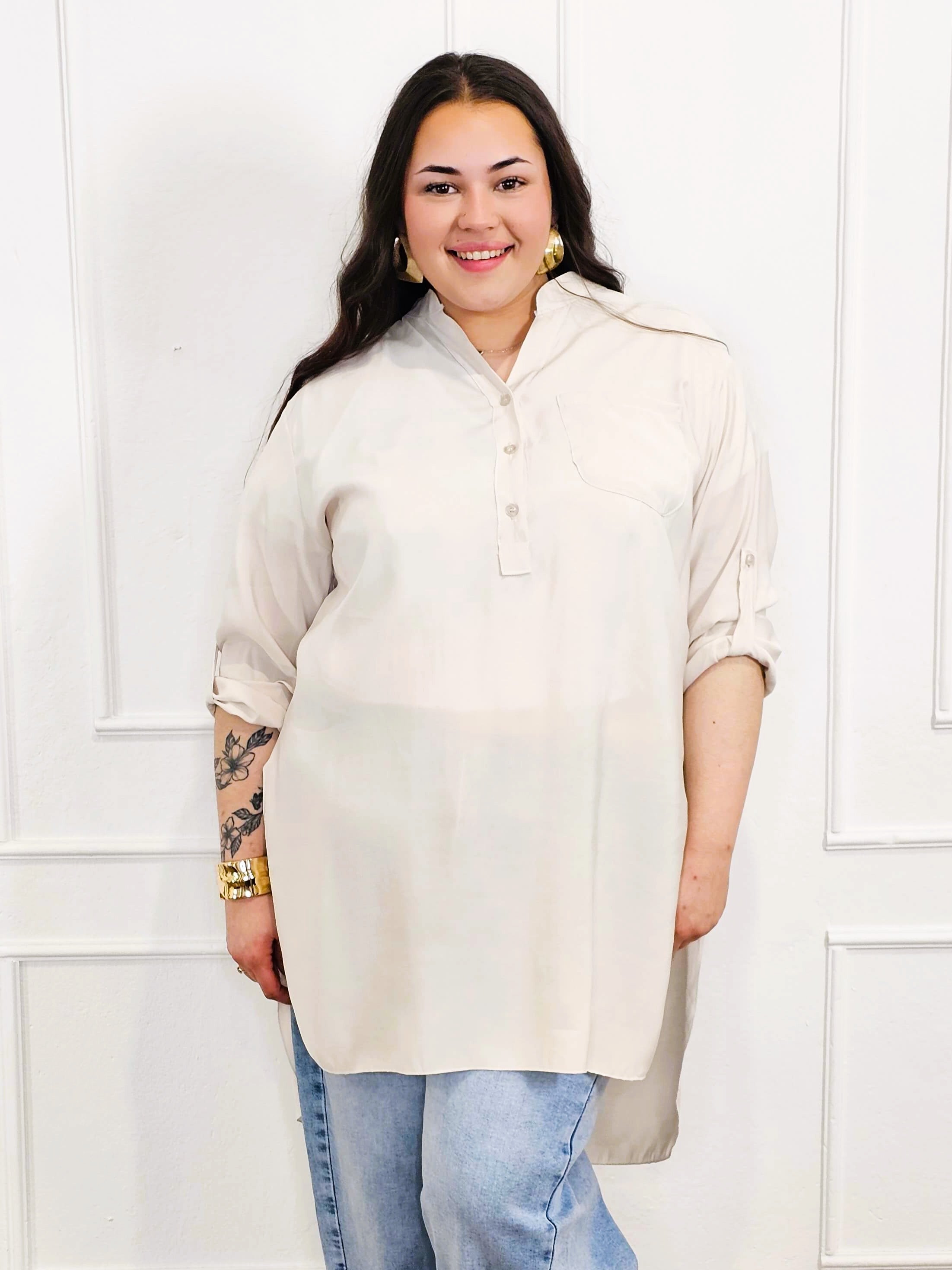 Bluzka plus size koszulowa z dłuższym tyłem – luźny fason XXL Stylowa XL