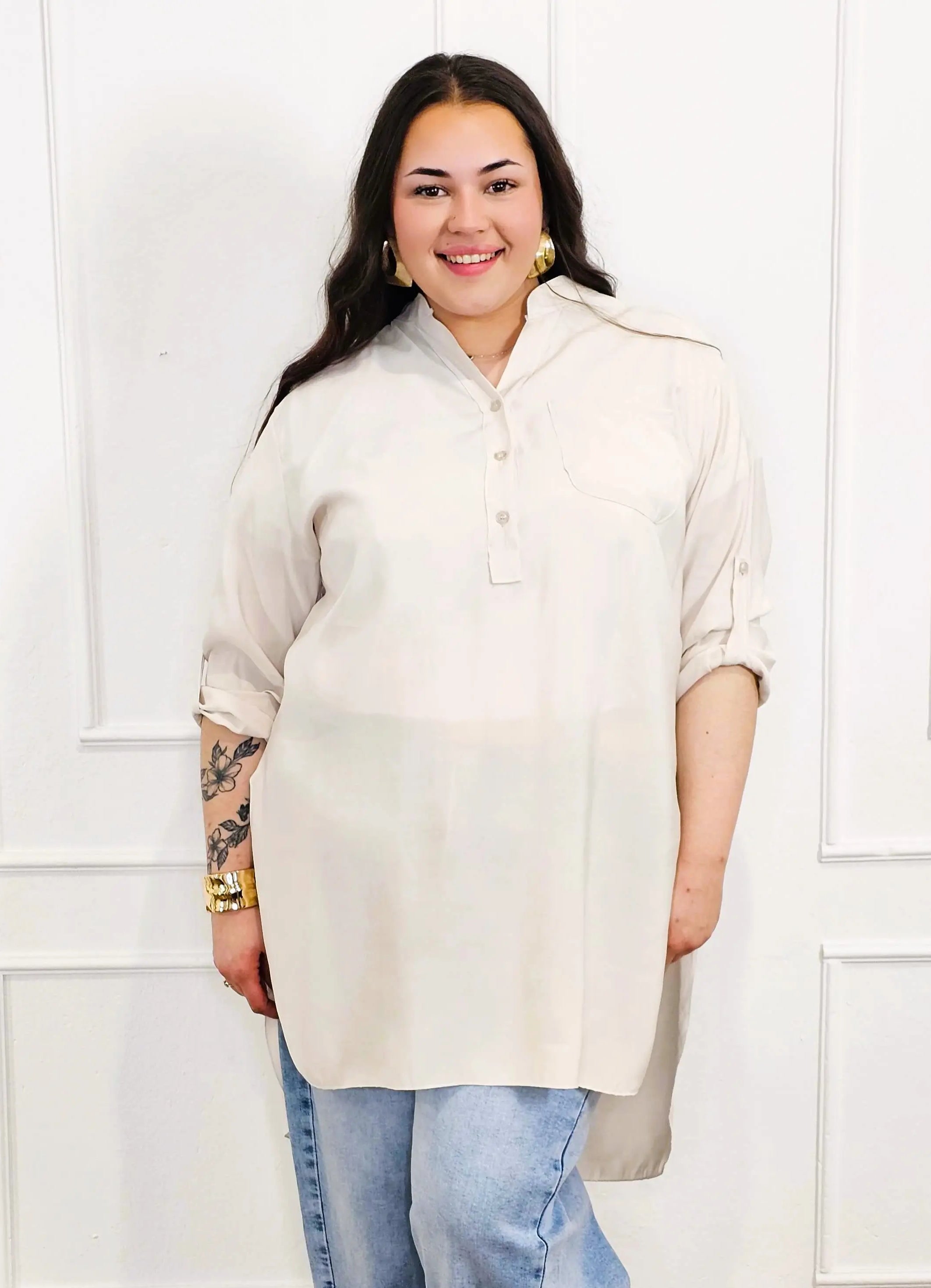 Bluzka plus size koszulowa z dłuższym tyłem – luźny fason XXL Stylowa XL
