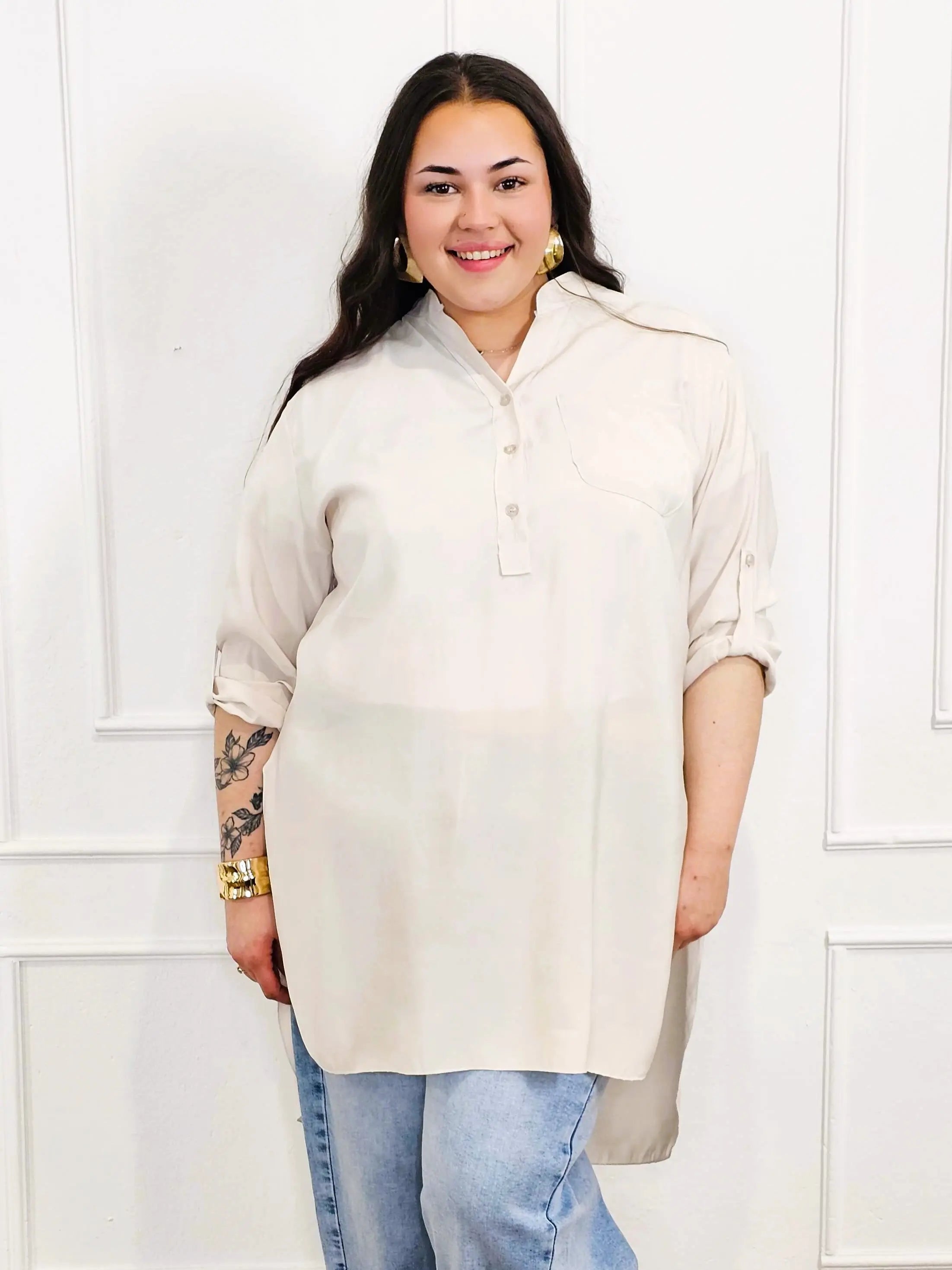 Bluzka plus size koszulowa z dłuższym tyłem – luźny fason XXL Stylowa XL