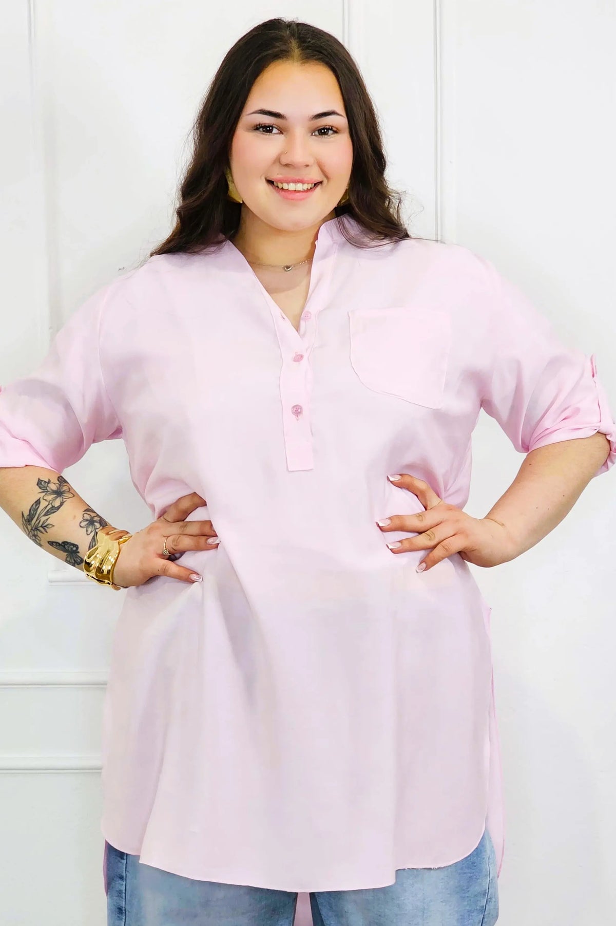 Bluzka plus size koszulowa z dłuższym tyłem – luźny fason XXL Stylowa XL