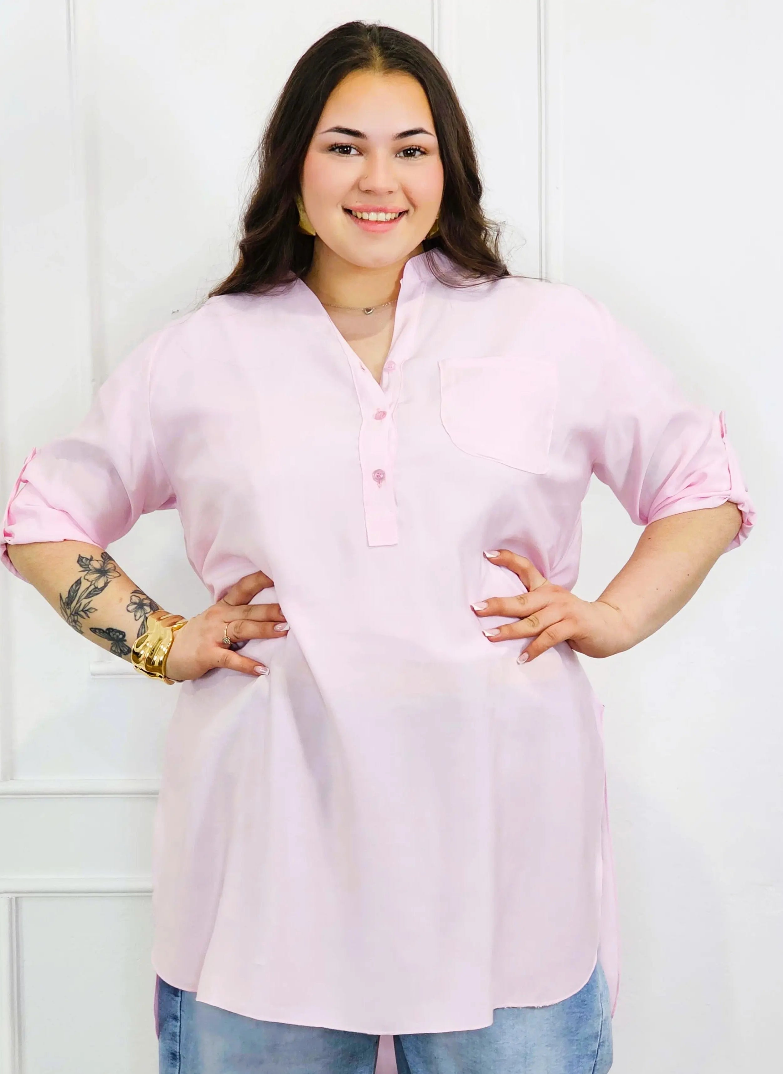 Bluzka plus size koszulowa z dłuższym tyłem – luźny fason XXL Stylowa XL