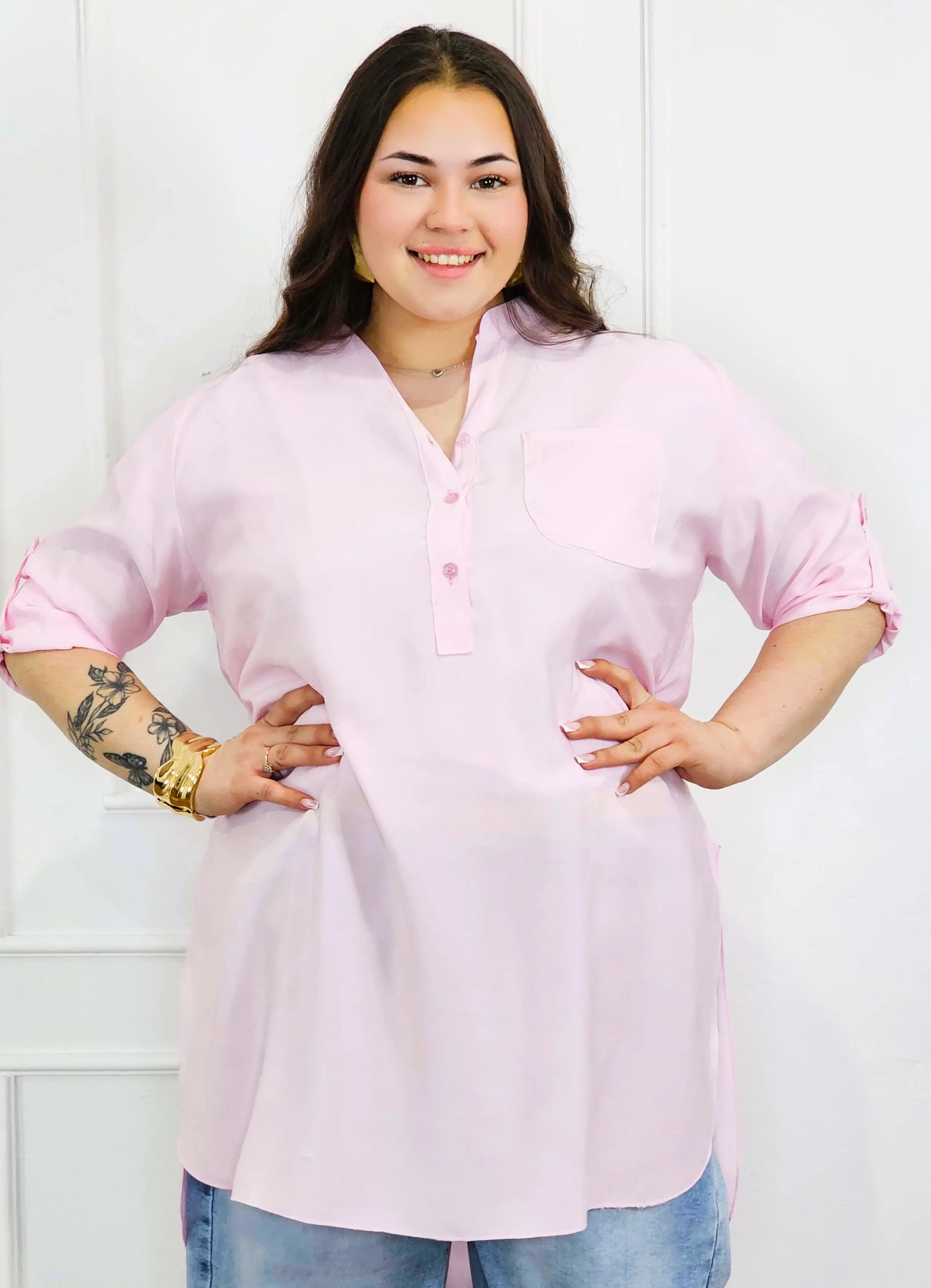 Bluzka plus size koszulowa z dłuższym tyłem – luźny fason XXL Stylowa XL