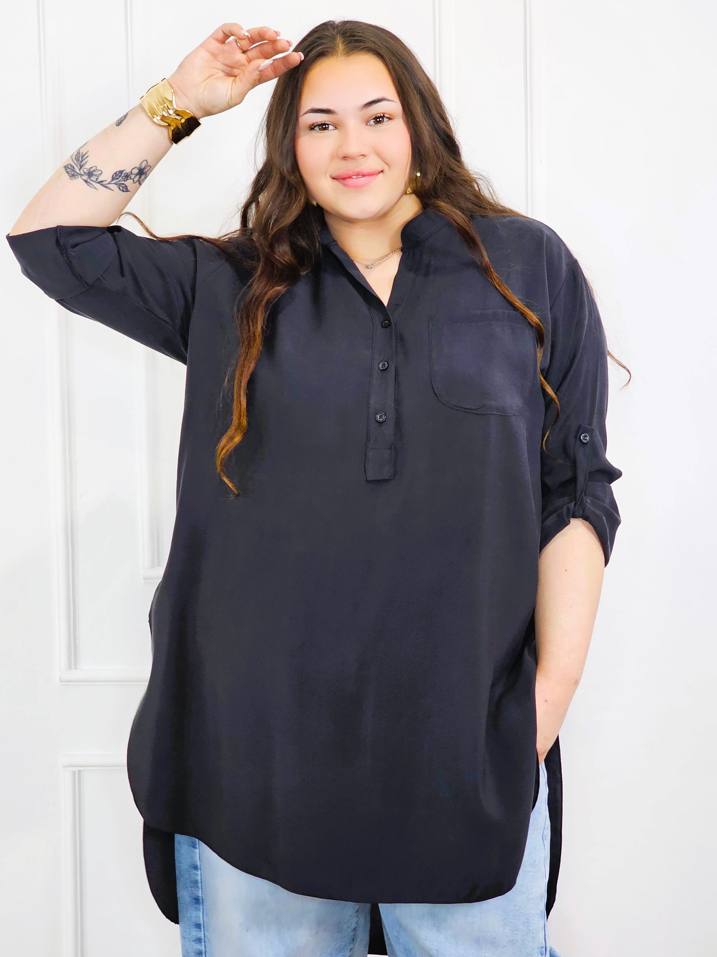 Bluzka plus size koszulowa z dłuższym tyłem – luźny fason XXL Stylowa XL