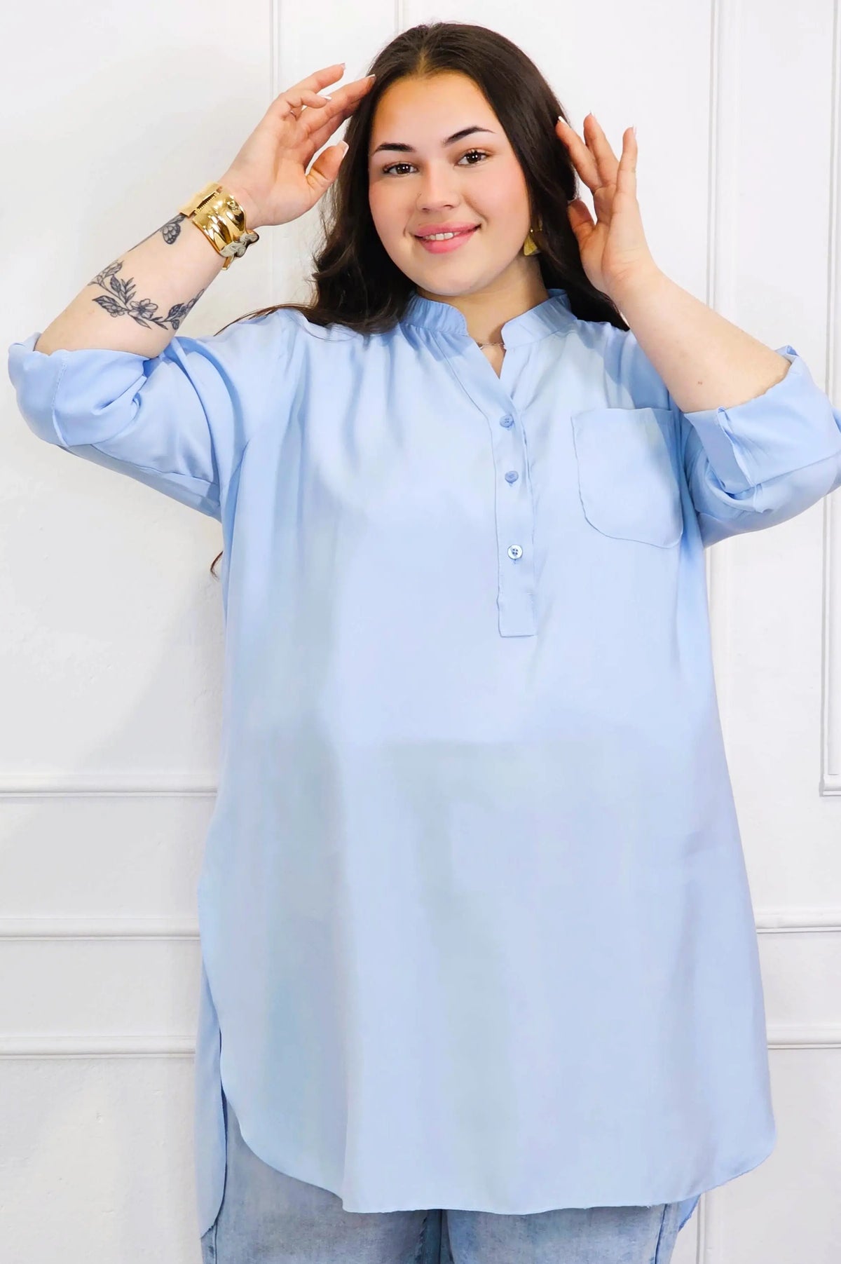 Bluzka plus size koszulowa z dłuższym tyłem – luźny fason XXL Stylowa XL