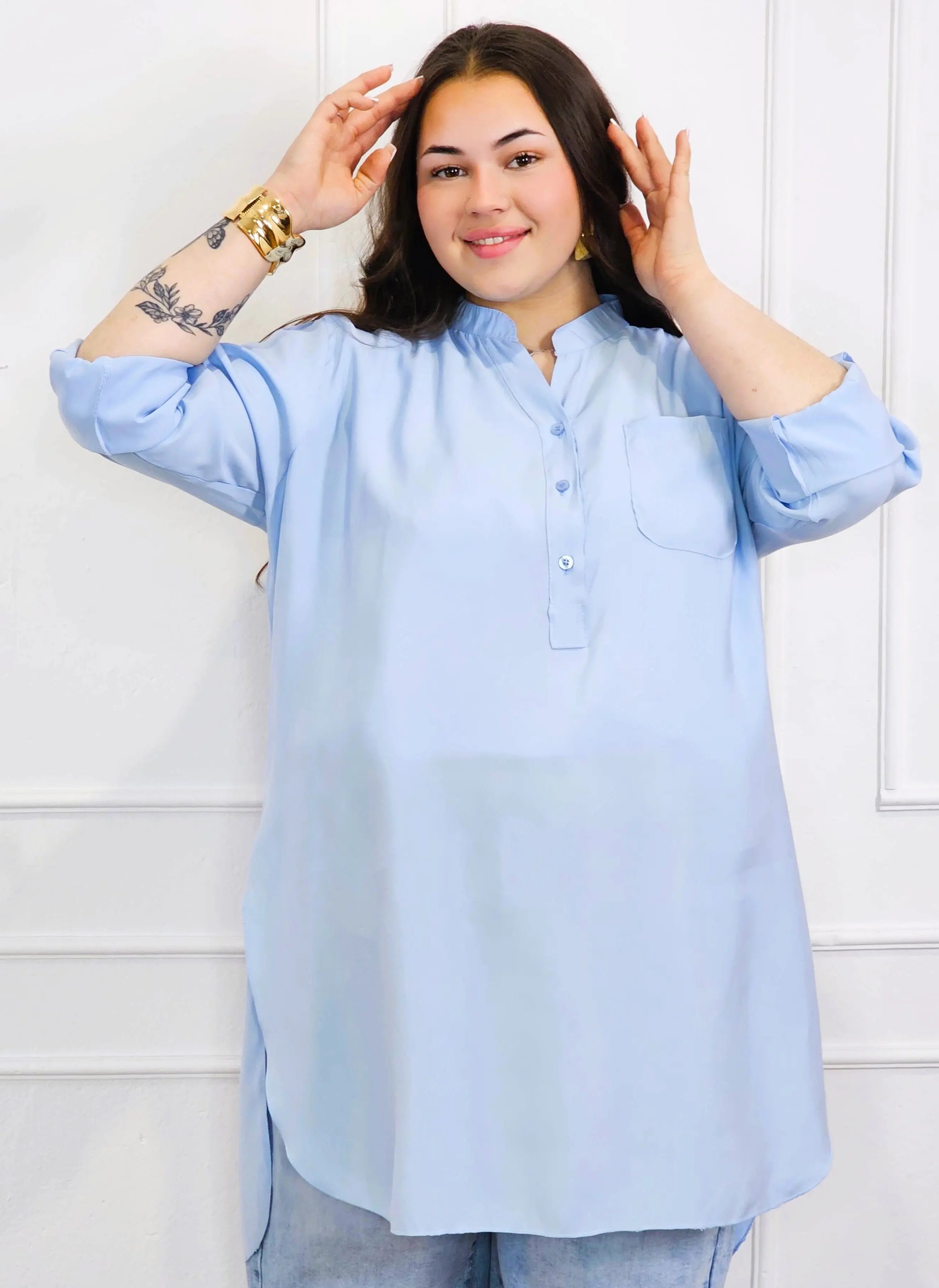Bluzka plus size koszulowa z dłuższym tyłem – luźny fason XXL Stylowa XL