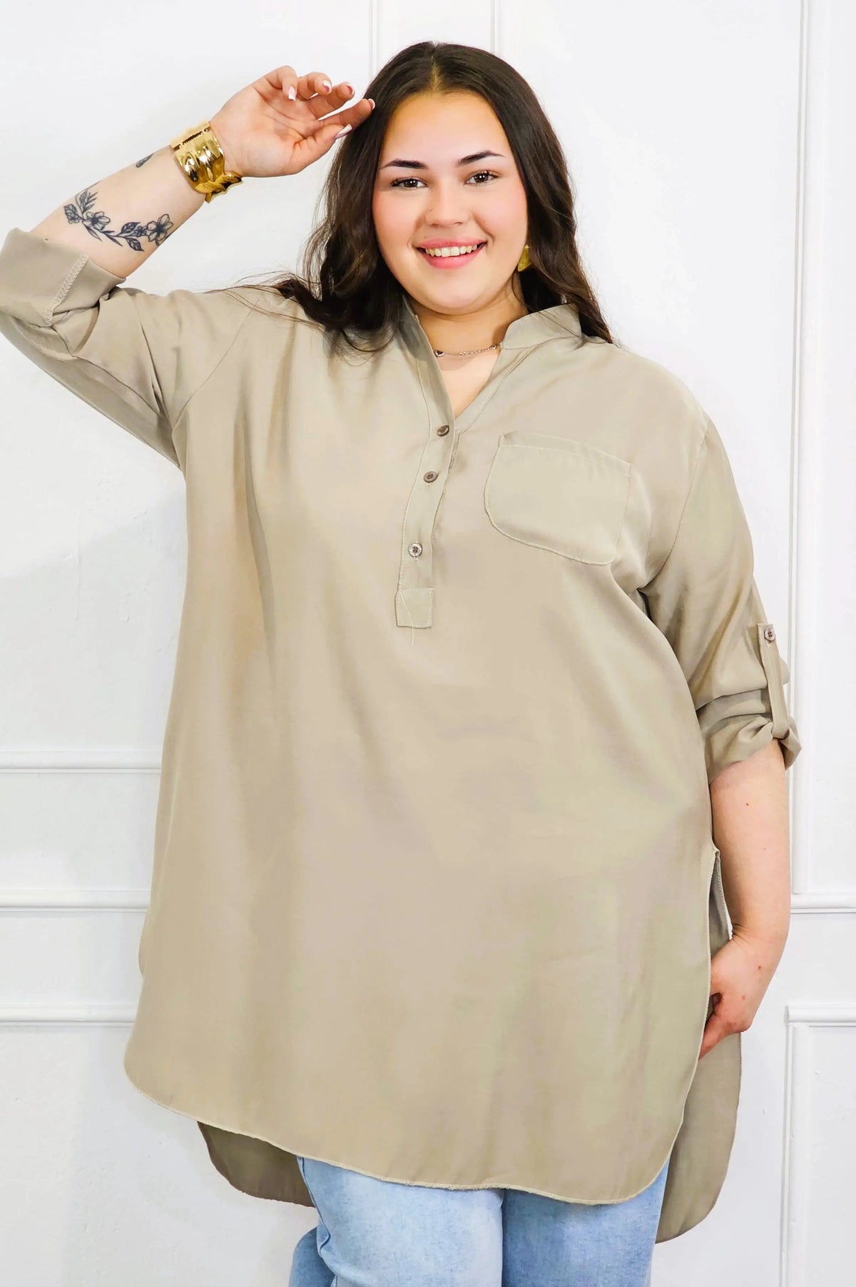 Bluzka plus size koszulowa z dłuższym tyłem – luźny fason XXL Stylowa XL