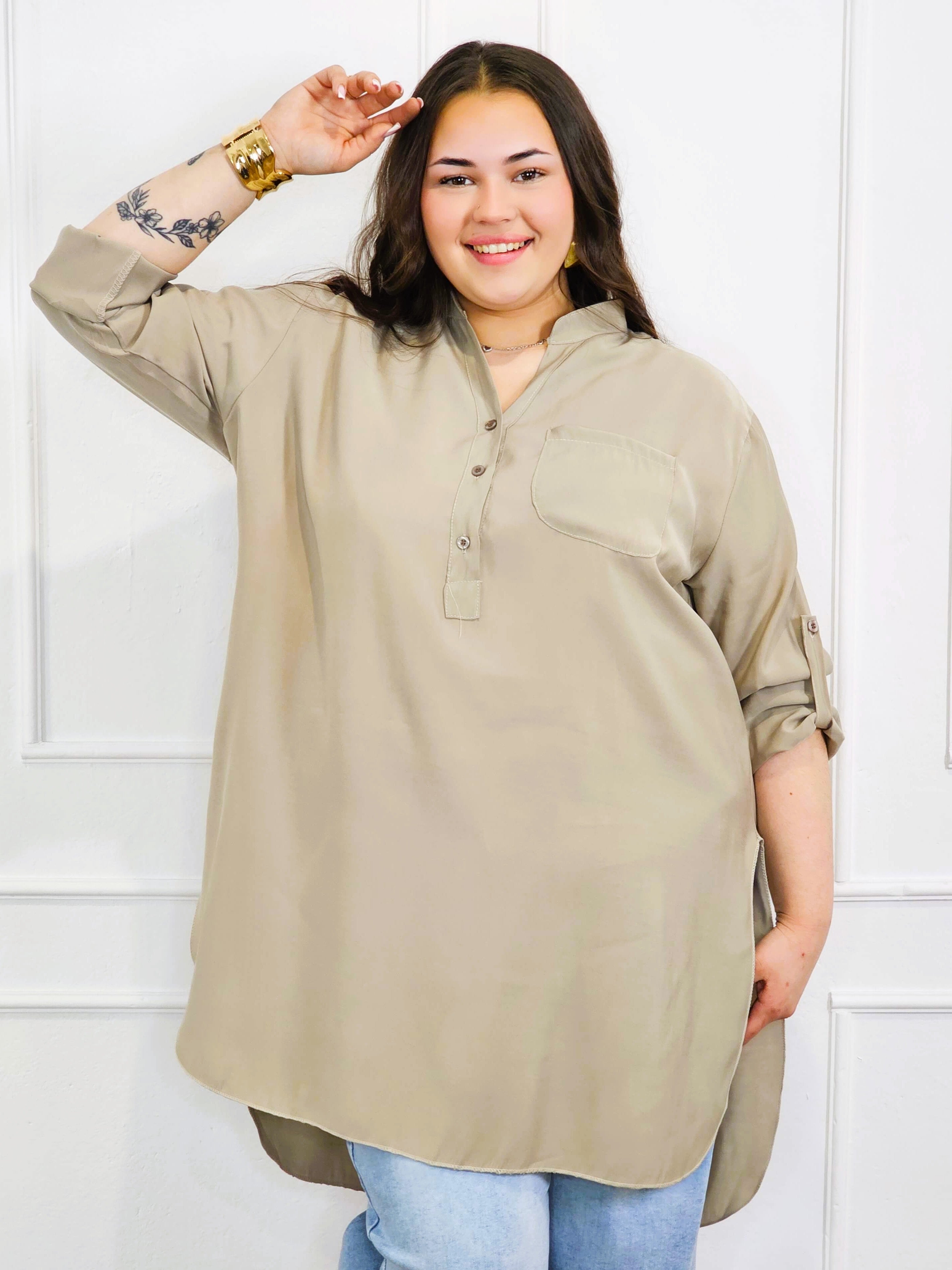 Bluzka plus size koszulowa z dłuższym tyłem – luźny fason XXL Stylowa XL