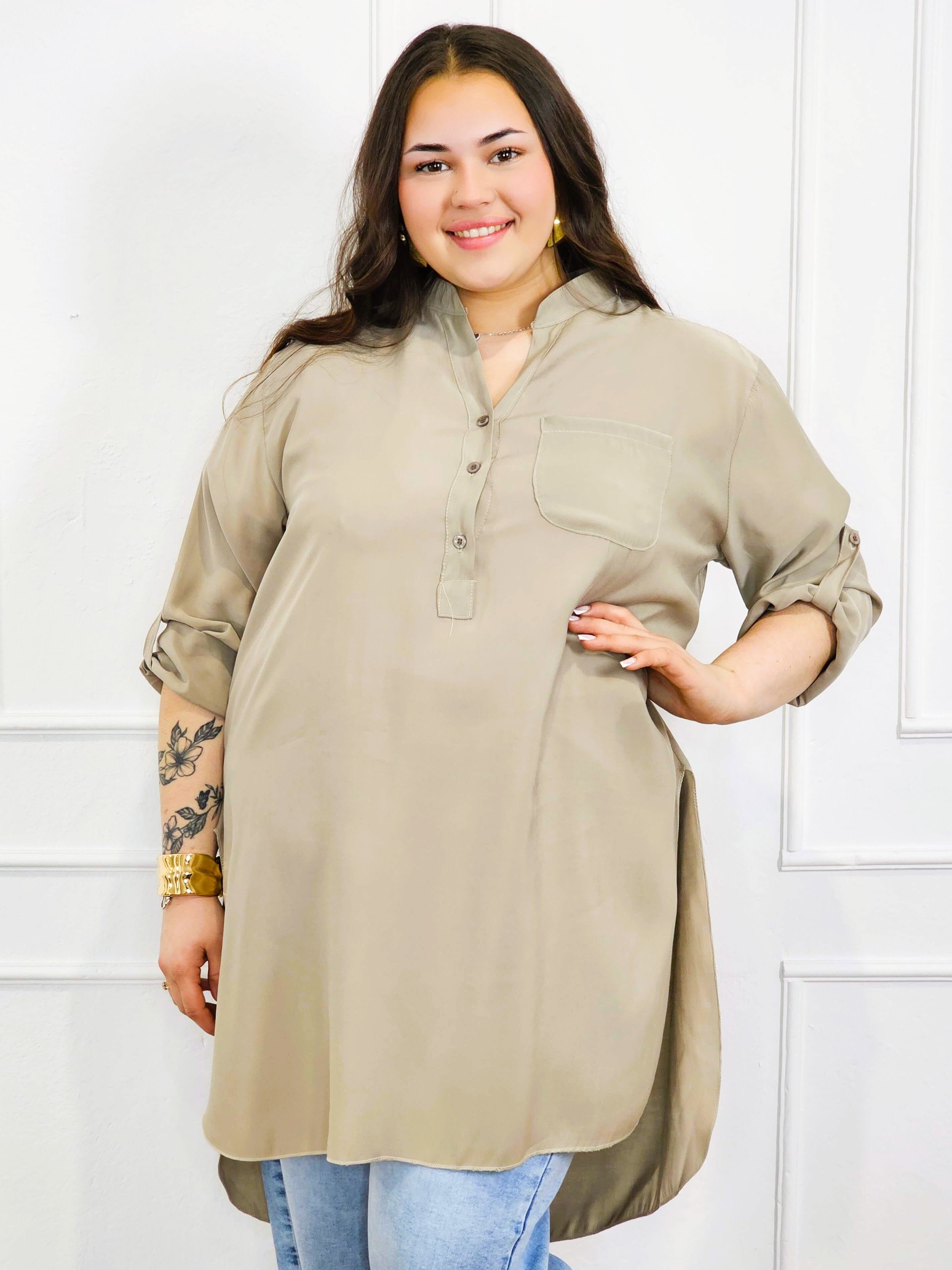 Bluzka plus size koszulowa z dłuższym tyłem – luźny fason XXL Stylowa XL