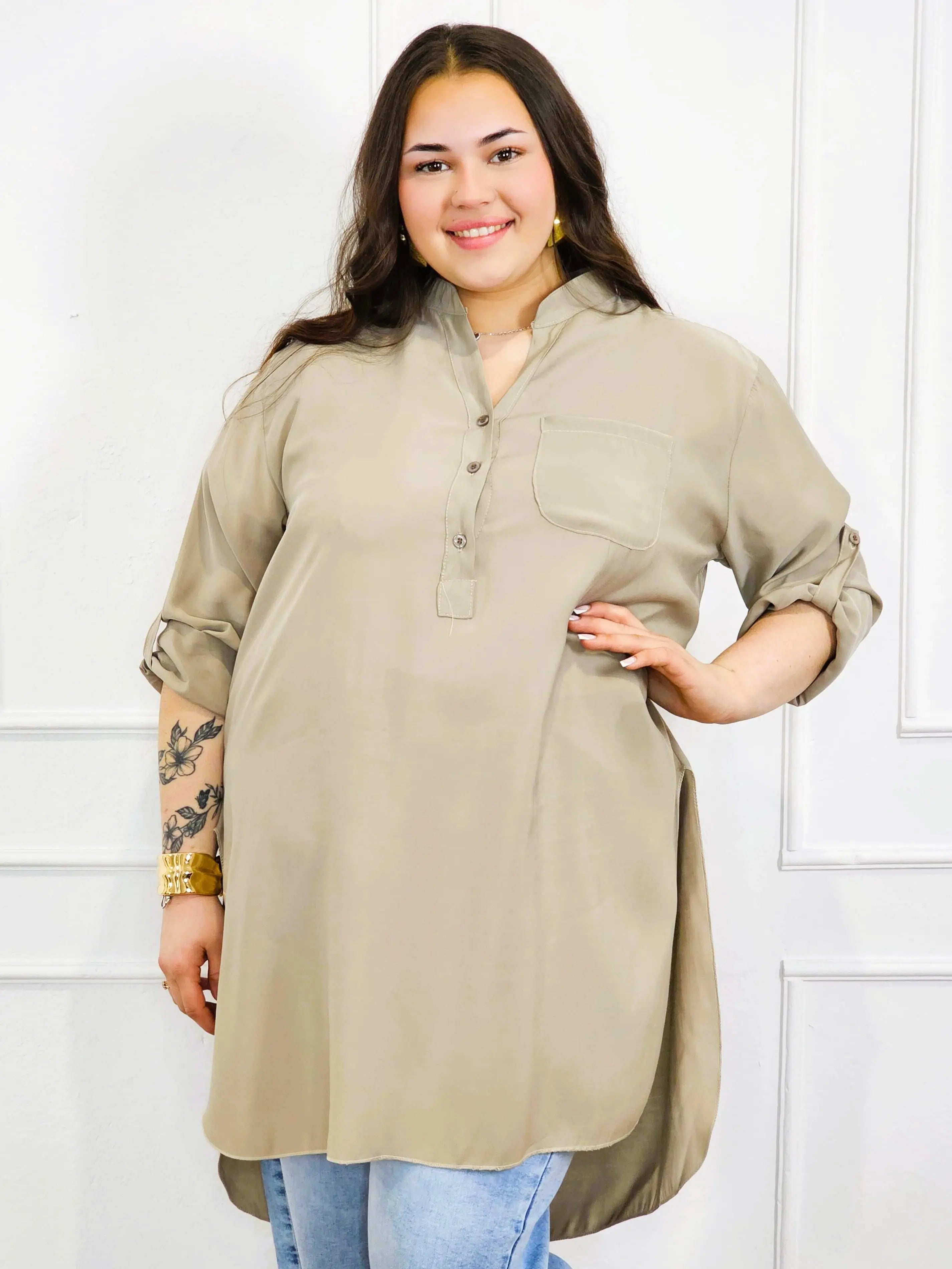 Bluzka plus size koszulowa z dłuższym tyłem – luźny fason XXL Stylowa XL
