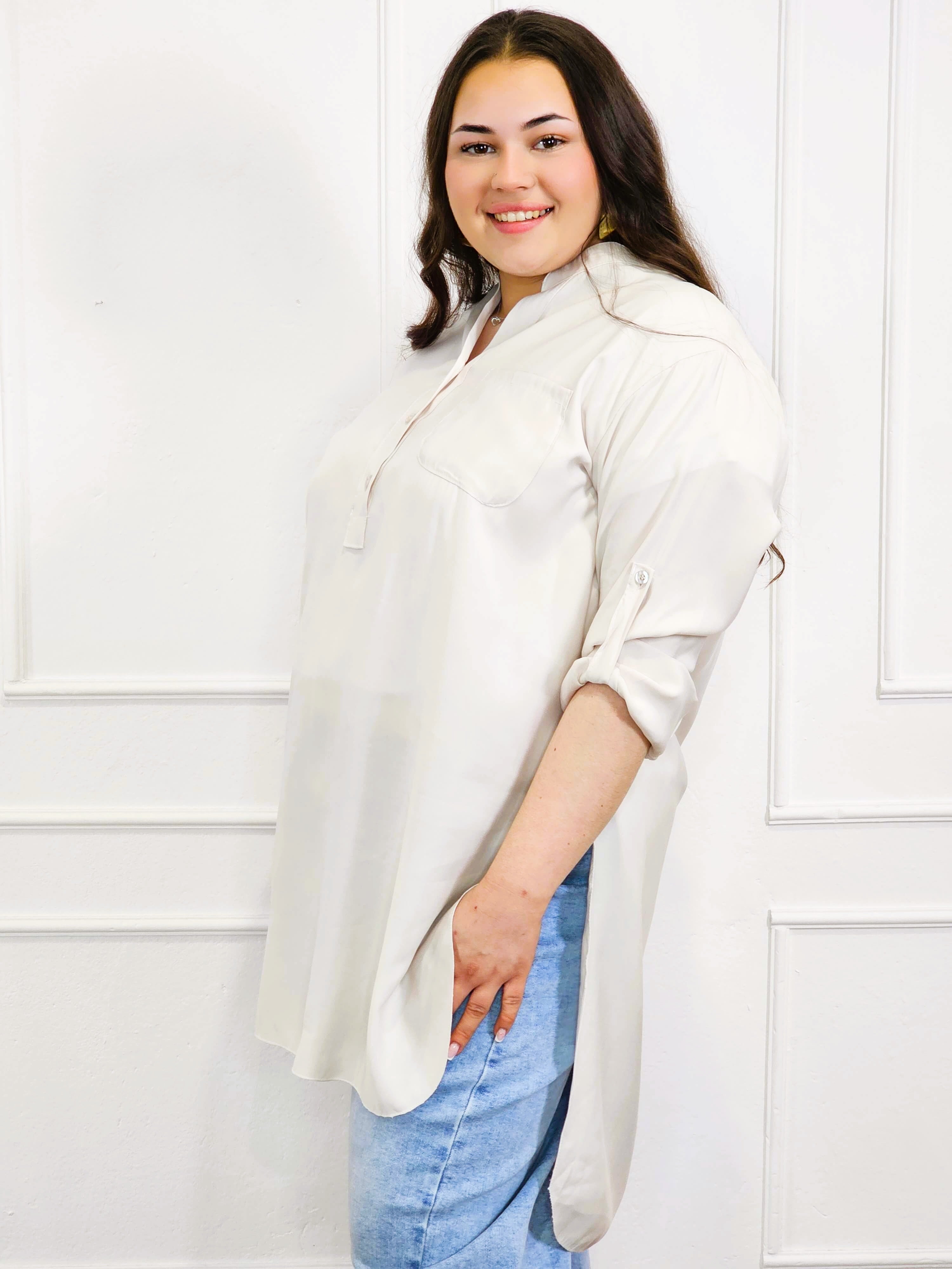 Bluzka plus size koszulowa z dłuższym tyłem – luźny fason XXL Stylowa XL