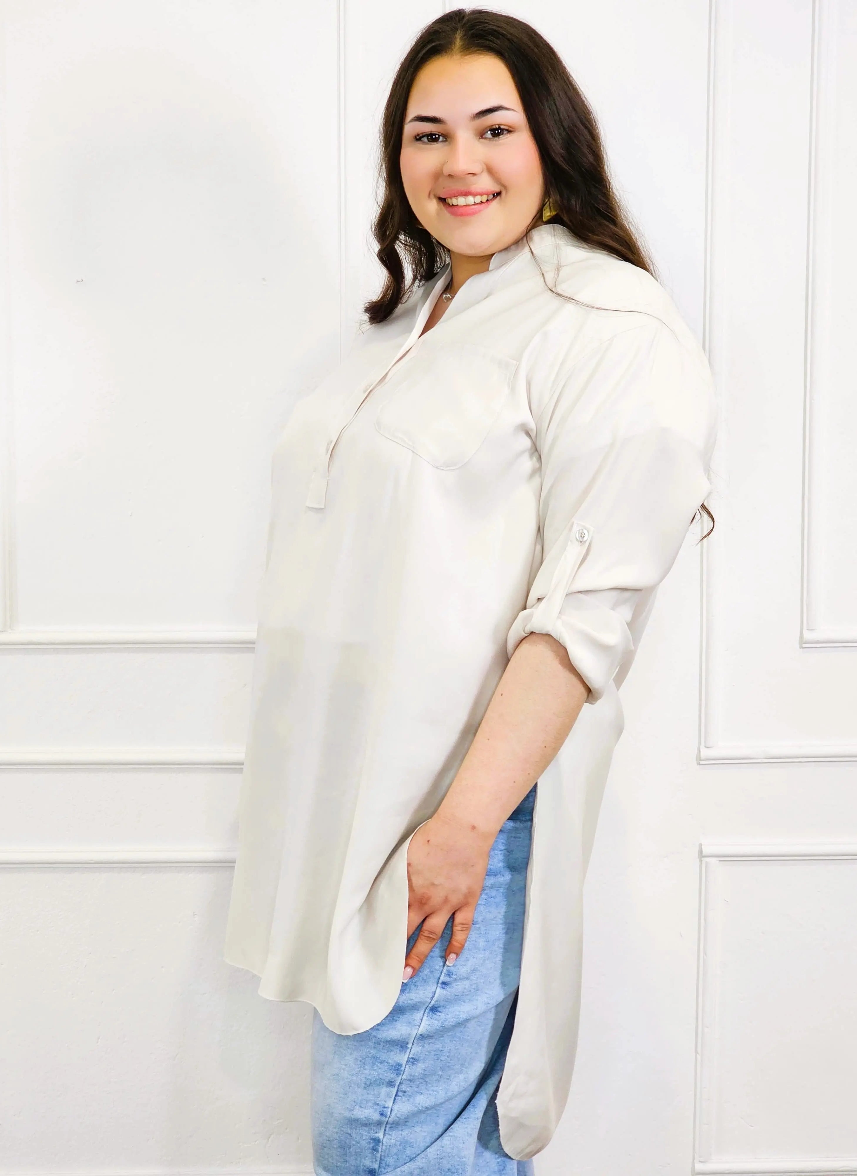 Bluzka plus size koszulowa z dłuższym tyłem – luźny fason XXL Stylowa XL