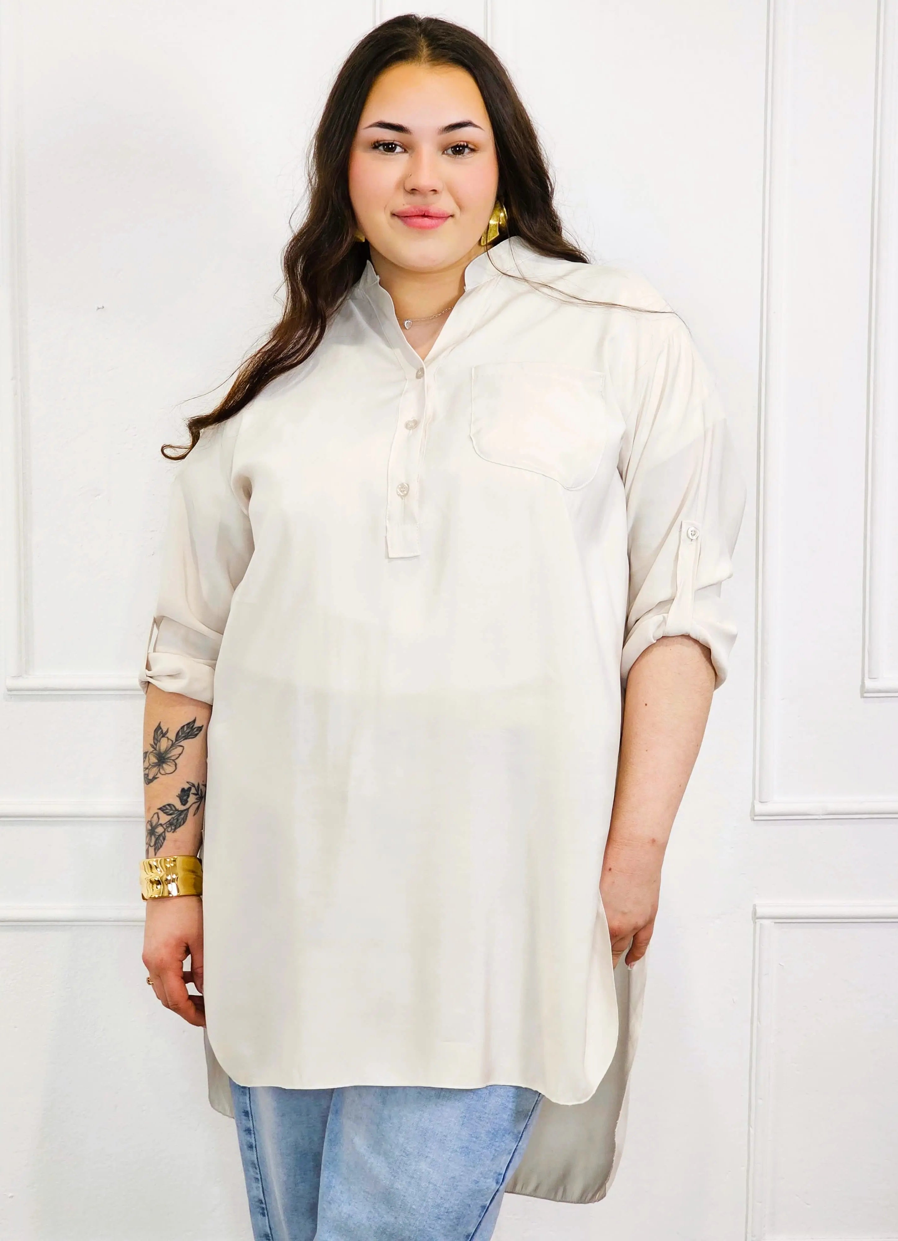 Bluzka plus size koszulowa z dłuższym tyłem – luźny fason XXL Stylowa XL
