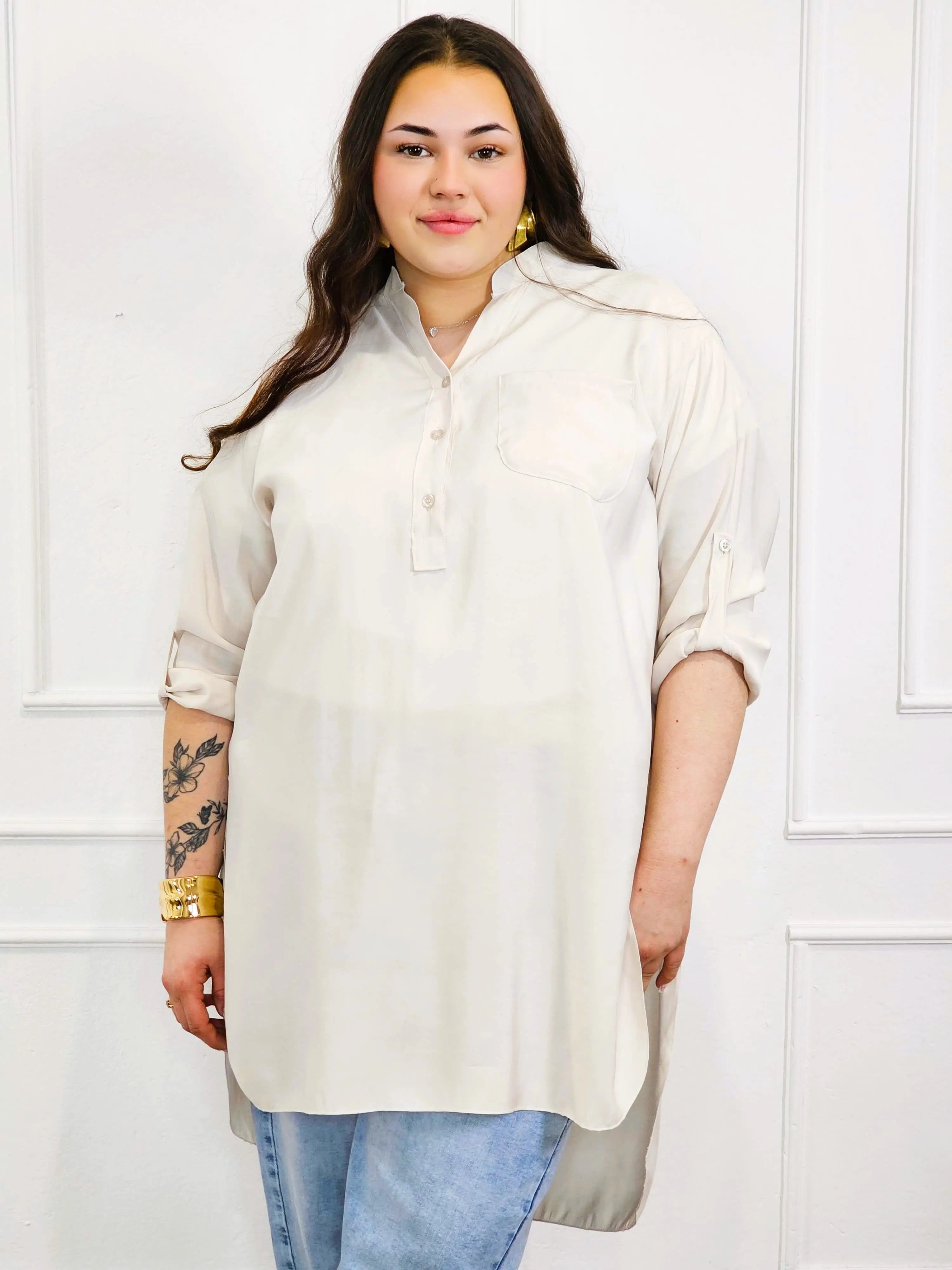 Bluzka plus size koszulowa z dłuższym tyłem – luźny fason XXL Stylowa XL