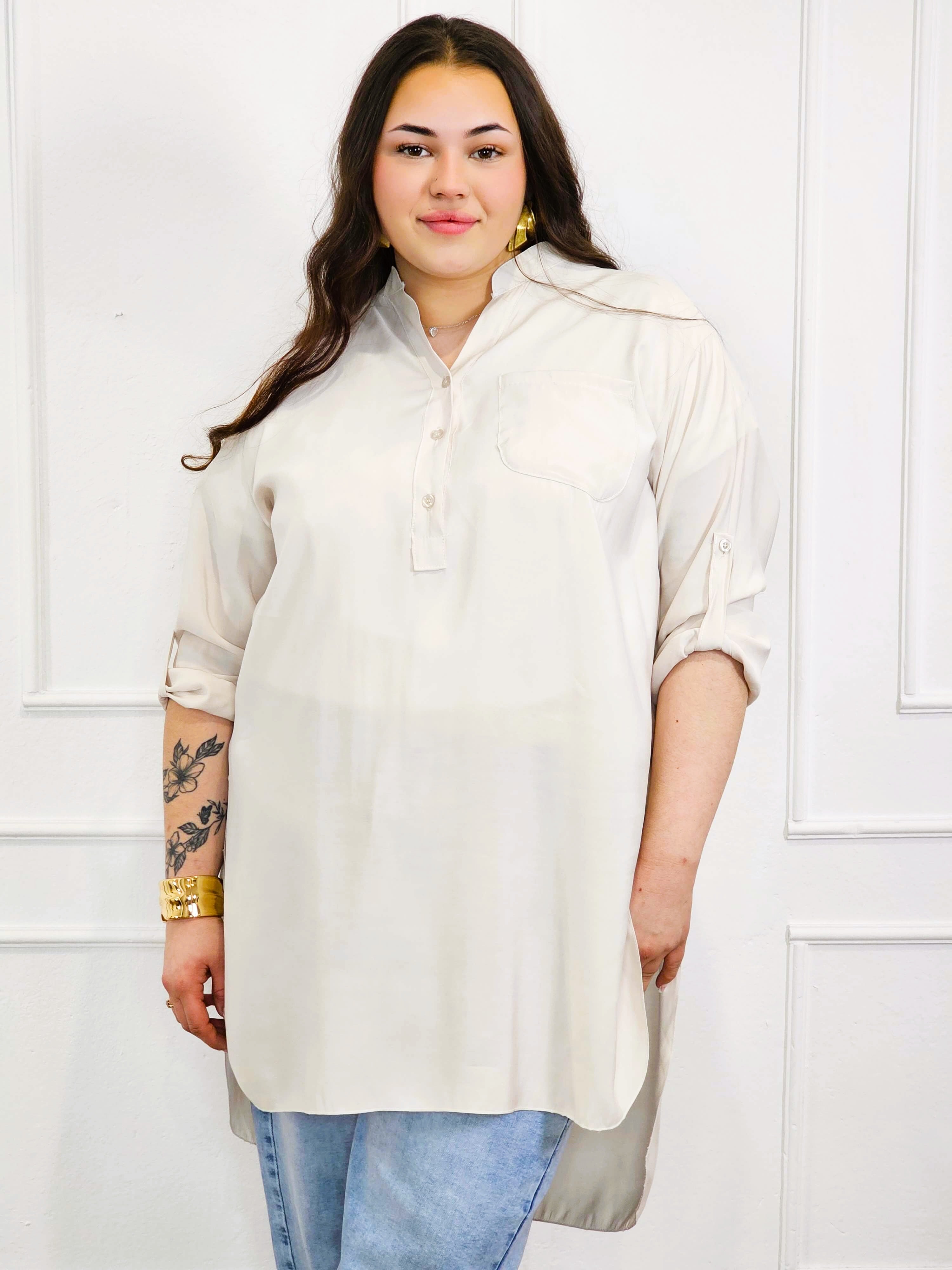Bluzka plus size koszulowa z dłuższym tyłem – luźny fason XXL Stylowa XL