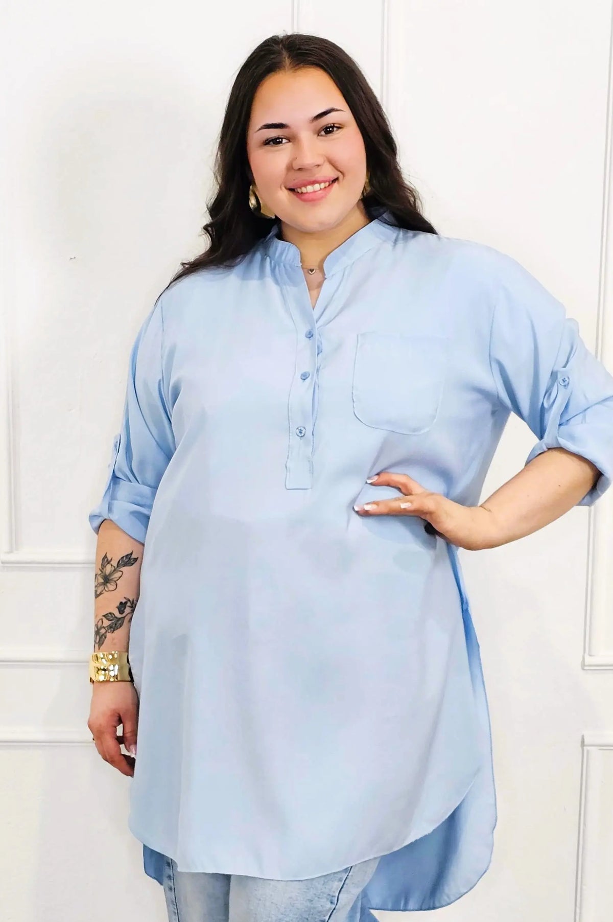 Bluzka plus size koszulowa z dłuższym tyłem – luźny fason XXL Stylowa XL