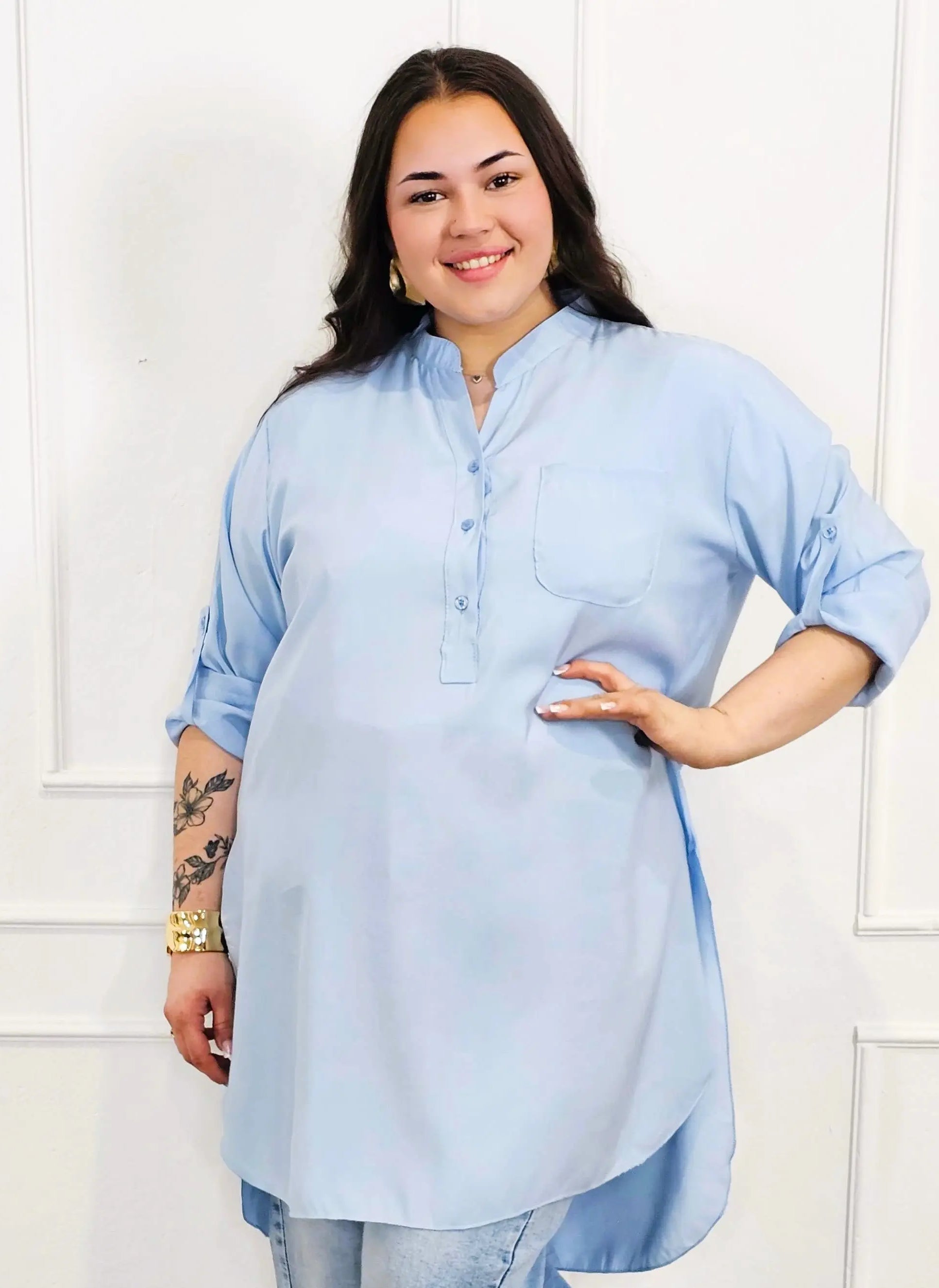 Bluzka plus size koszulowa z dłuższym tyłem – luźny fason XXL Stylowa XL