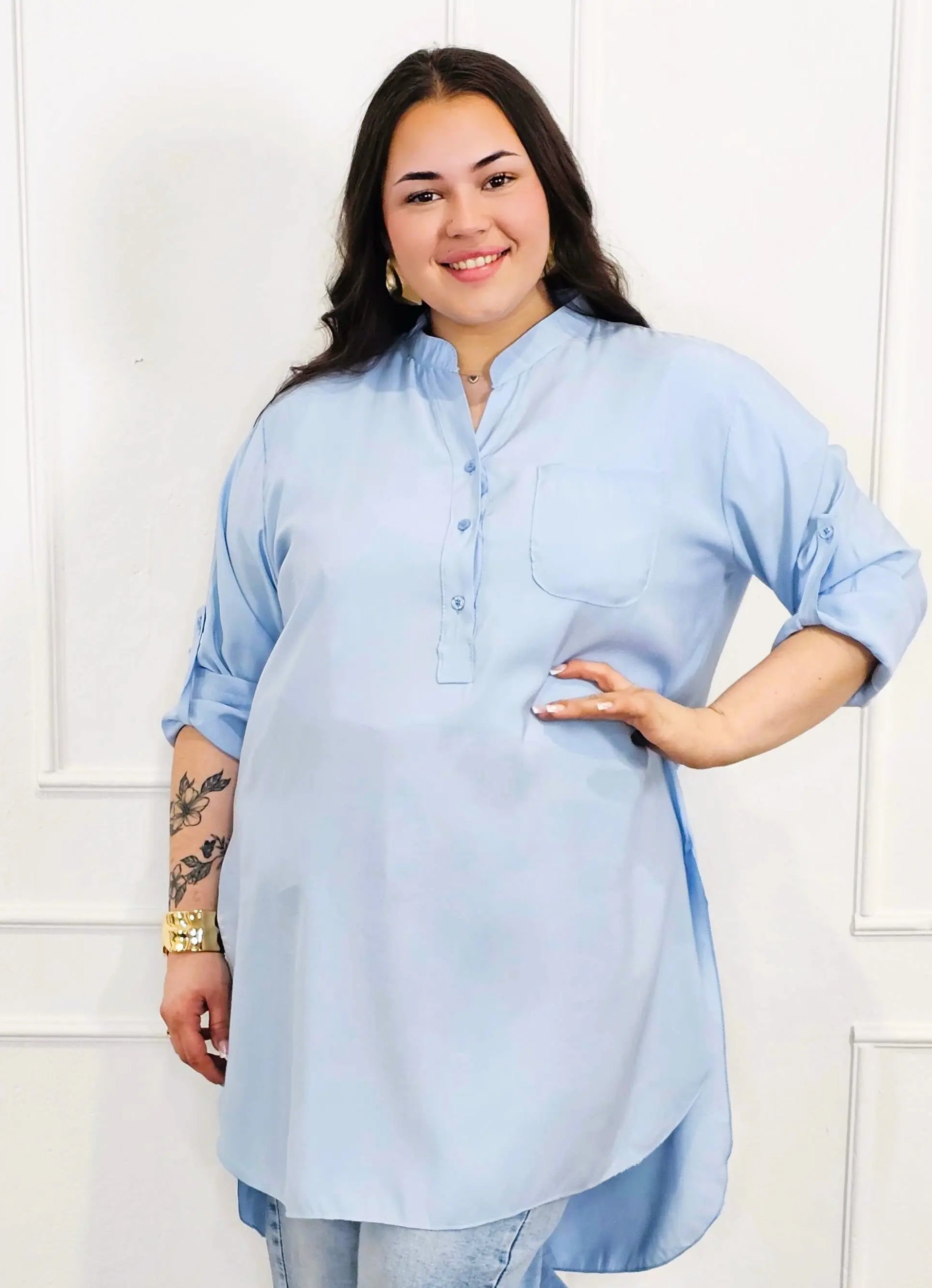 Bluzka plus size koszulowa z dłuższym tyłem – luźny fason XXL Stylowa XL