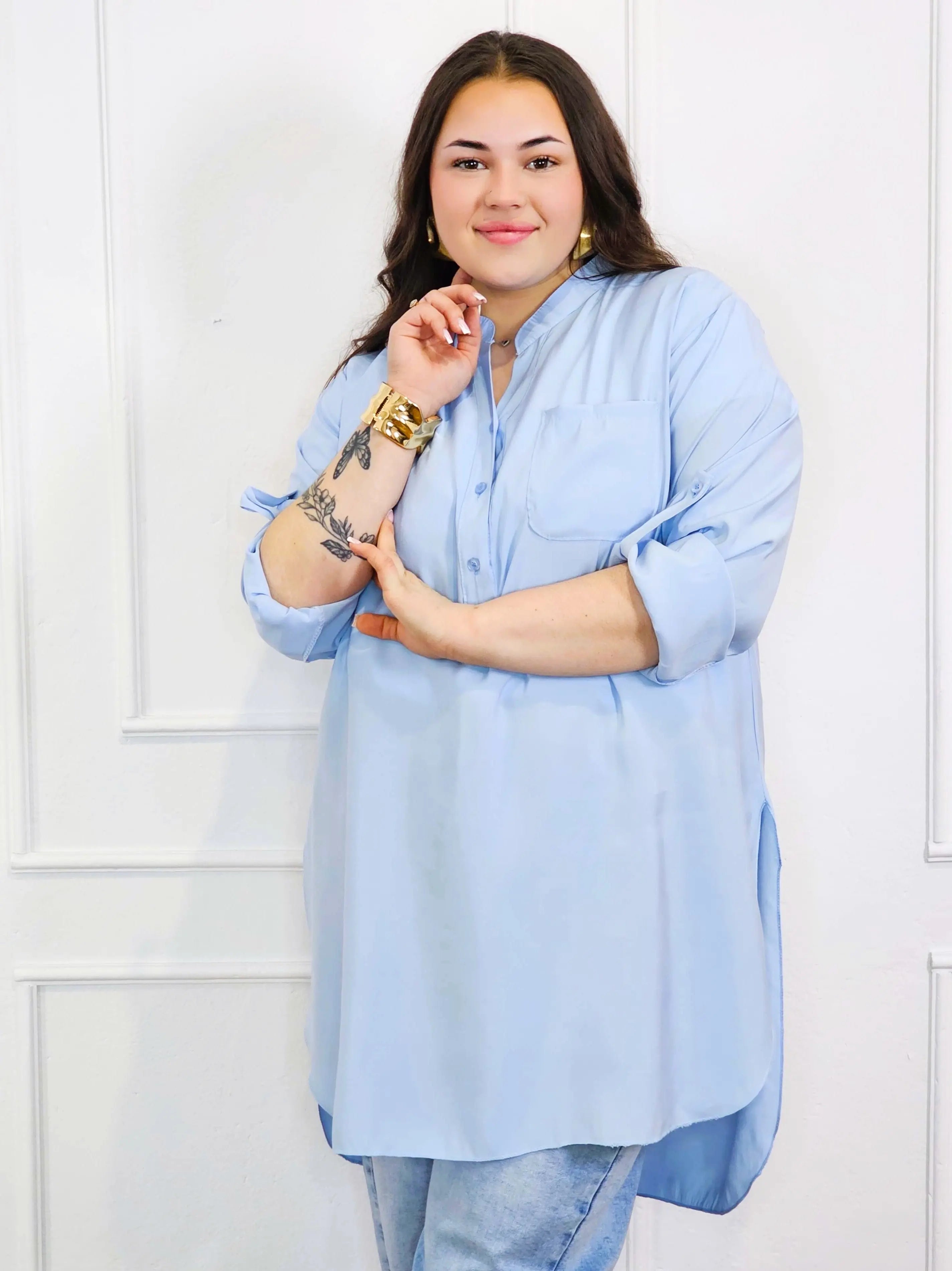 Bluzka plus size koszulowa z dłuższym tyłem – luźny fason XXL Stylowa XL