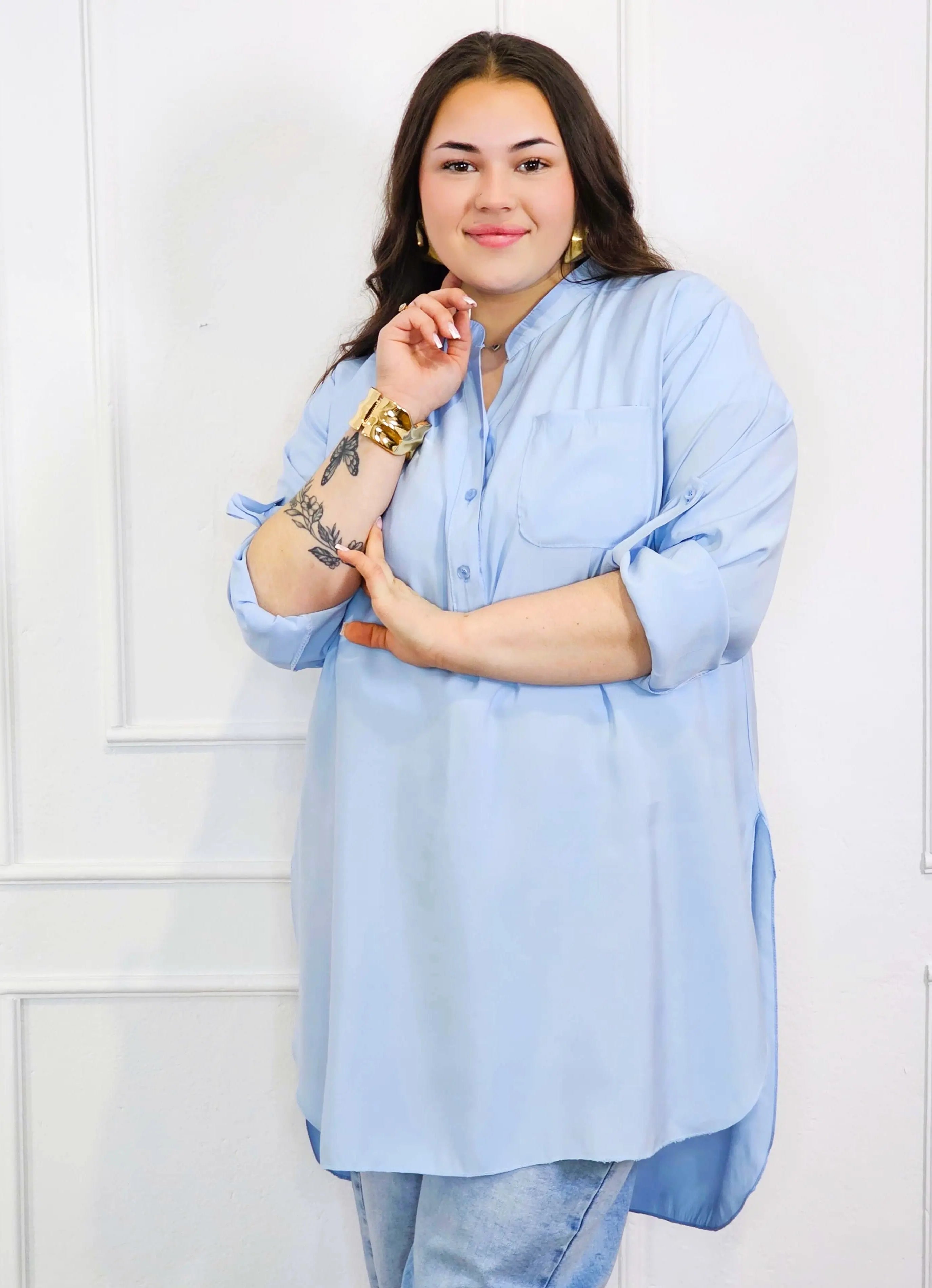 Bluzka plus size koszulowa z dłuższym tyłem – luźny fason XXL Stylowa XL