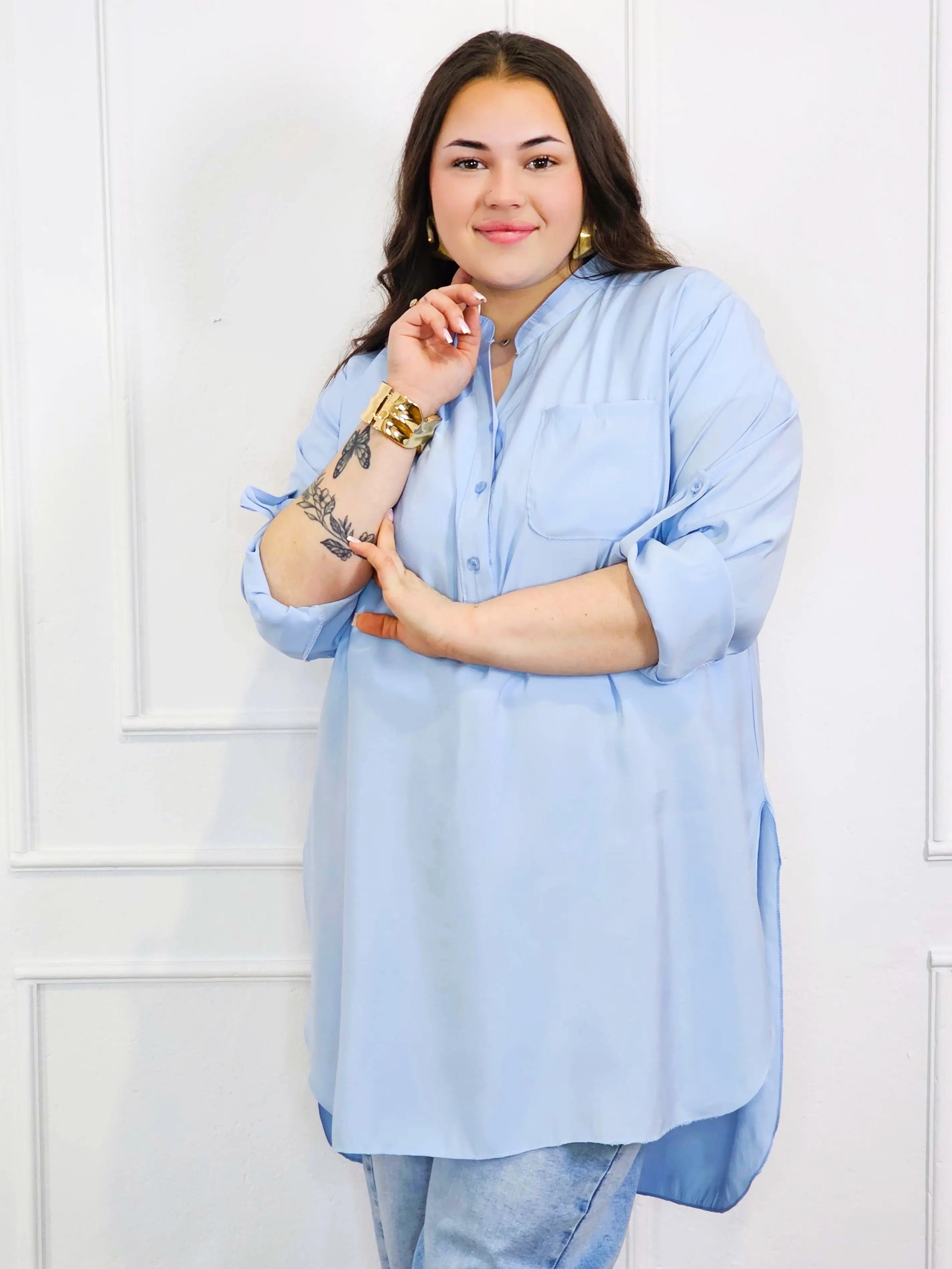 Bluzka plus size koszulowa z dłuższym tyłem – luźny fason XXL Stylowa XL