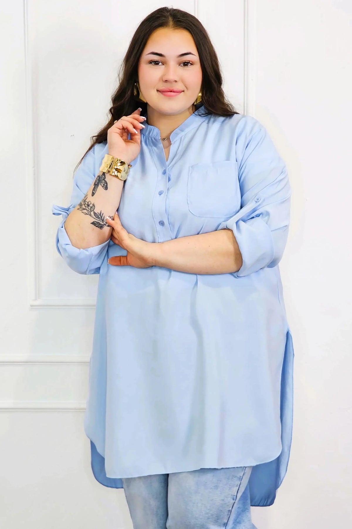 Bluzka plus size koszulowa z dłuższym tyłem – luźny fason XXL Stylowa XL