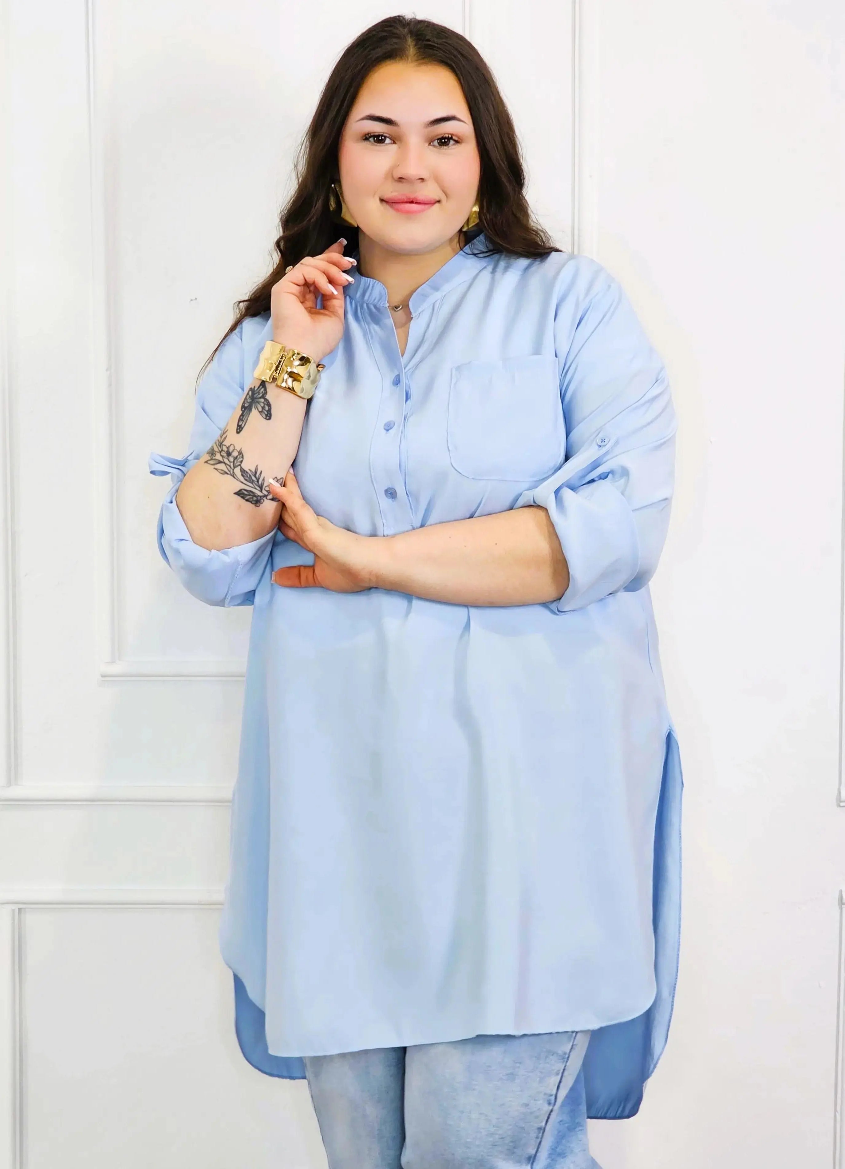 Bluzka plus size koszulowa z dłuższym tyłem – luźny fason XXL Stylowa XL