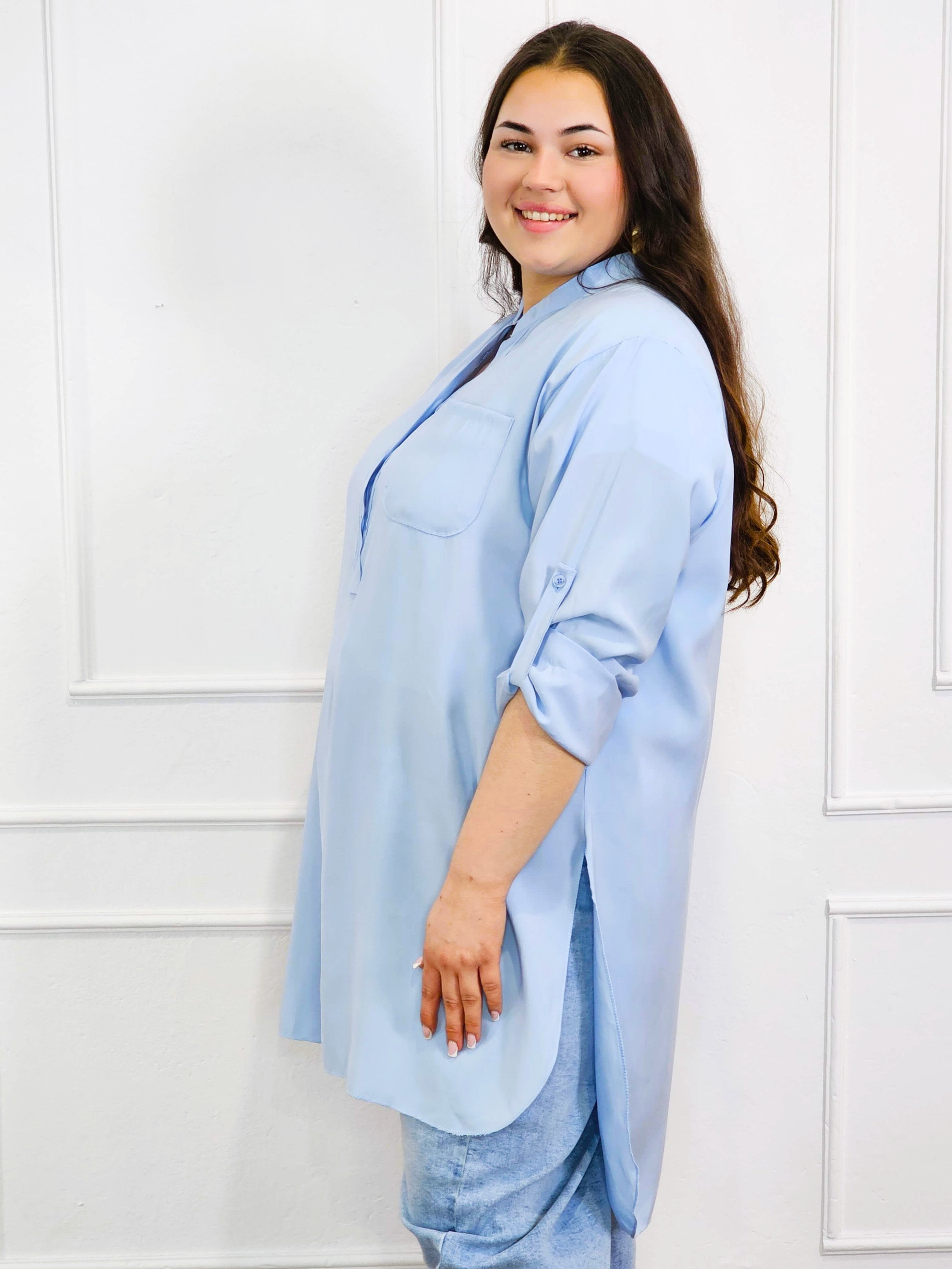 Bluzka plus size koszulowa z dłuższym tyłem – luźny fason XXL Stylowa XL