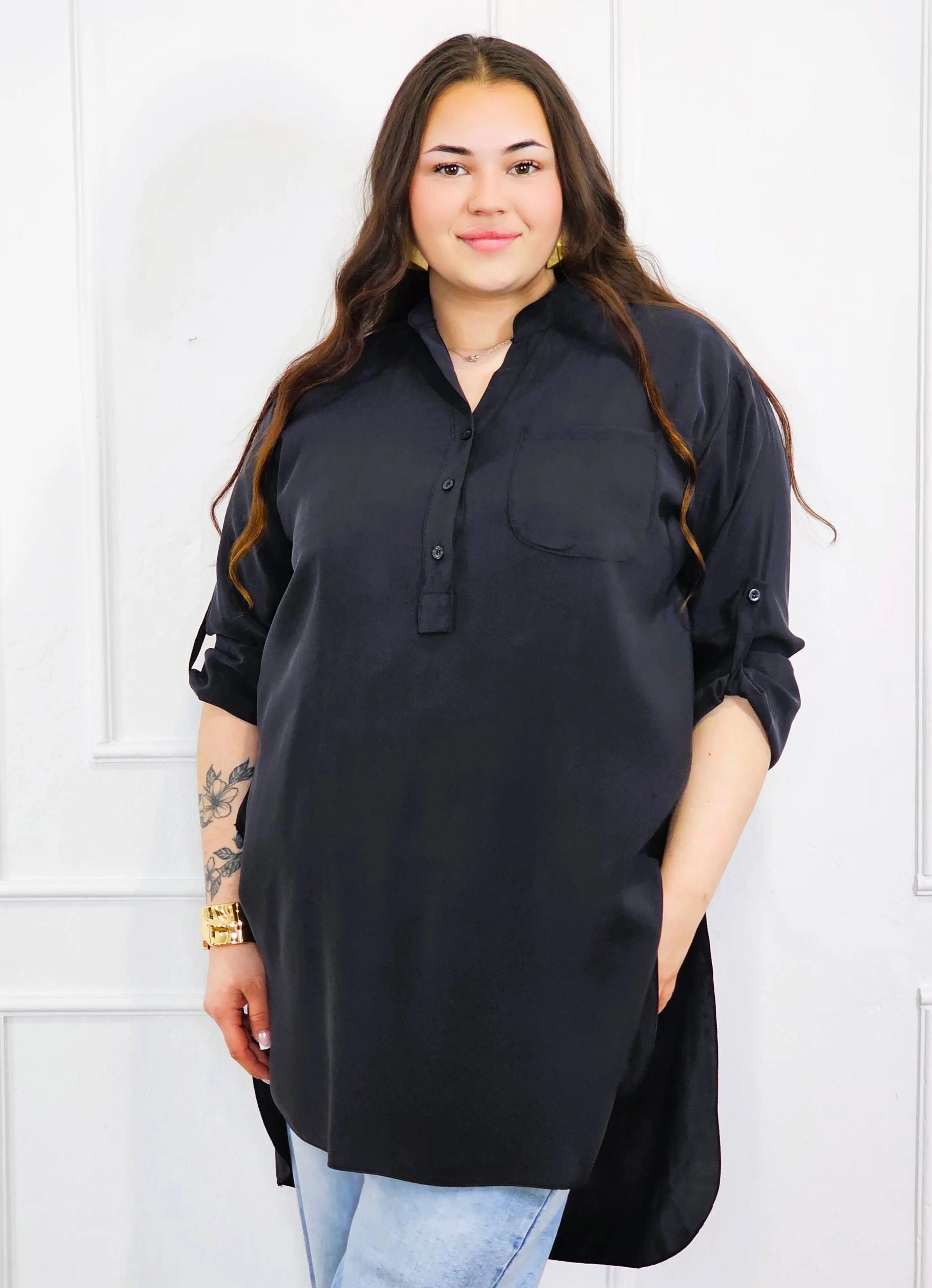 Bluzka plus size koszulowa z dłuższym tyłem – luźny fason XXL Stylowa XL
