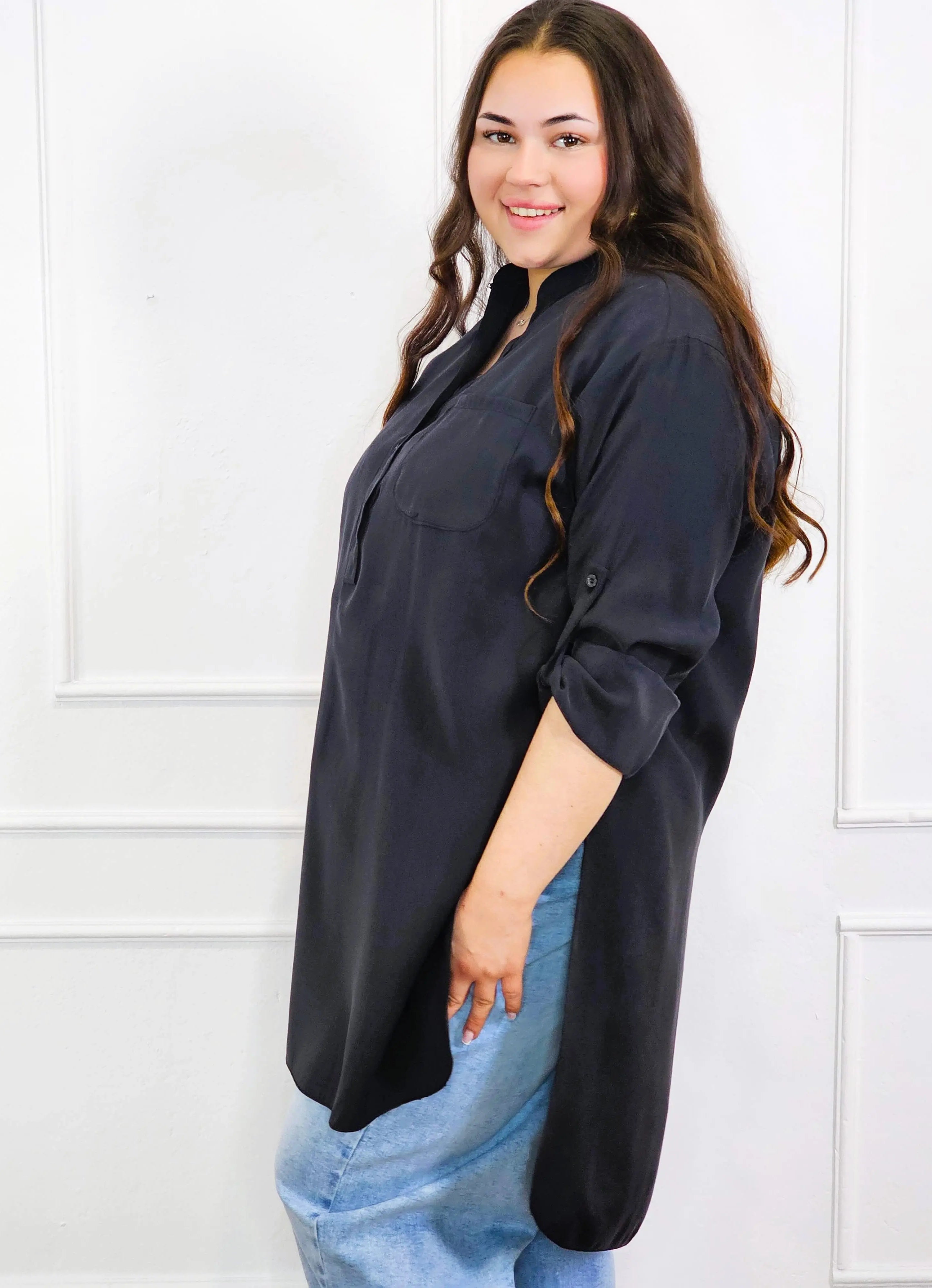 Bluzka plus size koszulowa z dłuższym tyłem – luźny fason XXL Stylowa XL