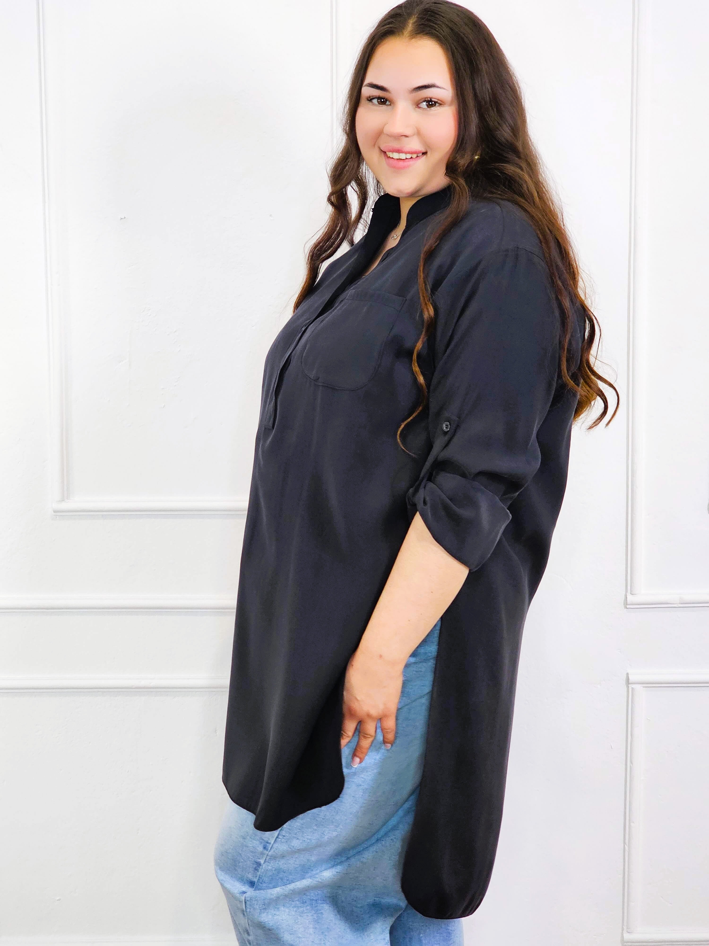 Bluzka plus size koszulowa z dłuższym tyłem – luźny fason XXL Stylowa XL