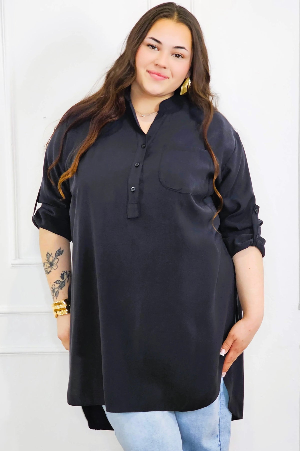 Bluzka plus size koszulowa z dłuższym tyłem – luźny fason XXL Stylowa XL