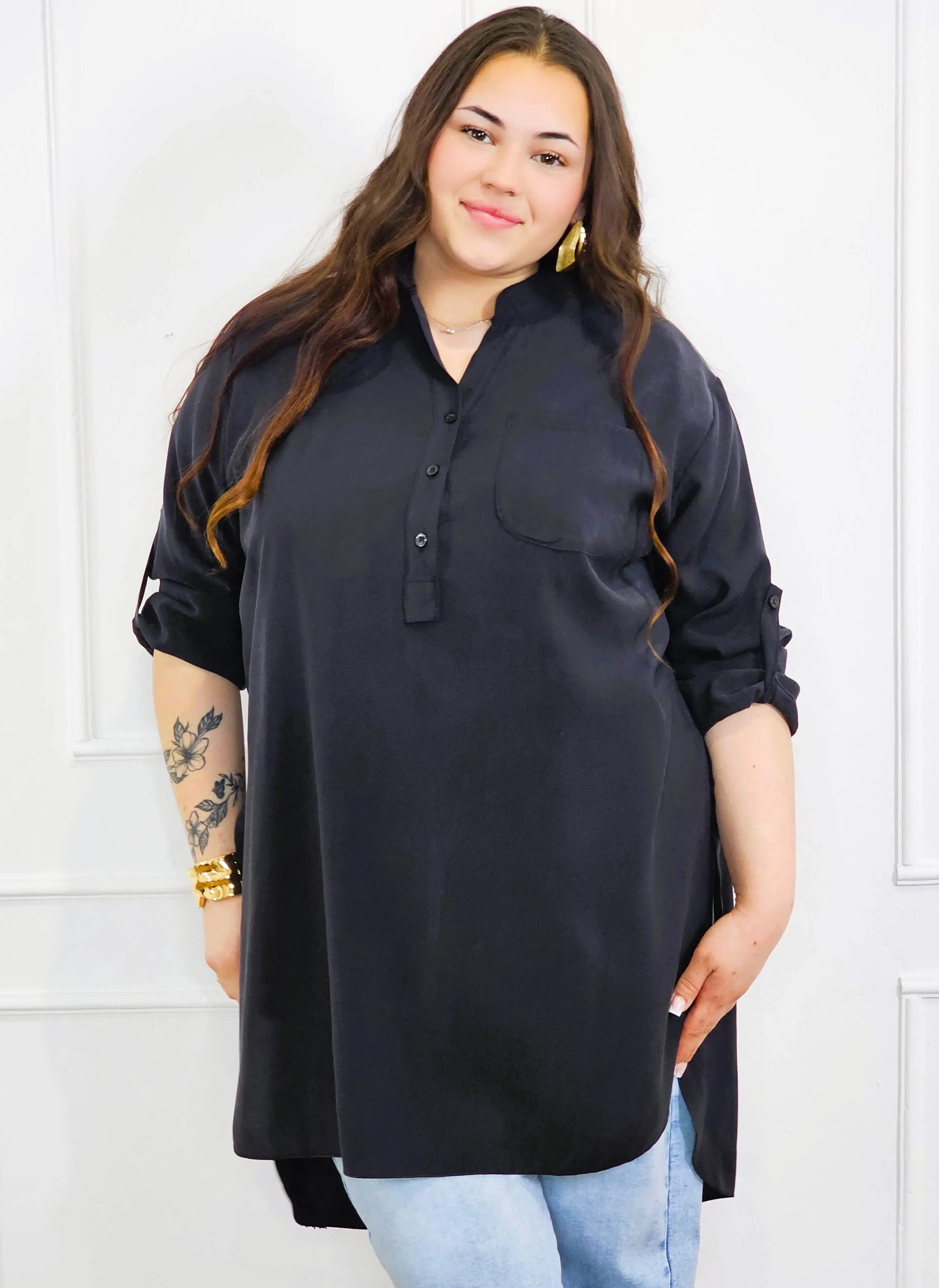 Bluzka plus size koszulowa z dłuższym tyłem – luźny fason XXL Stylowa XL