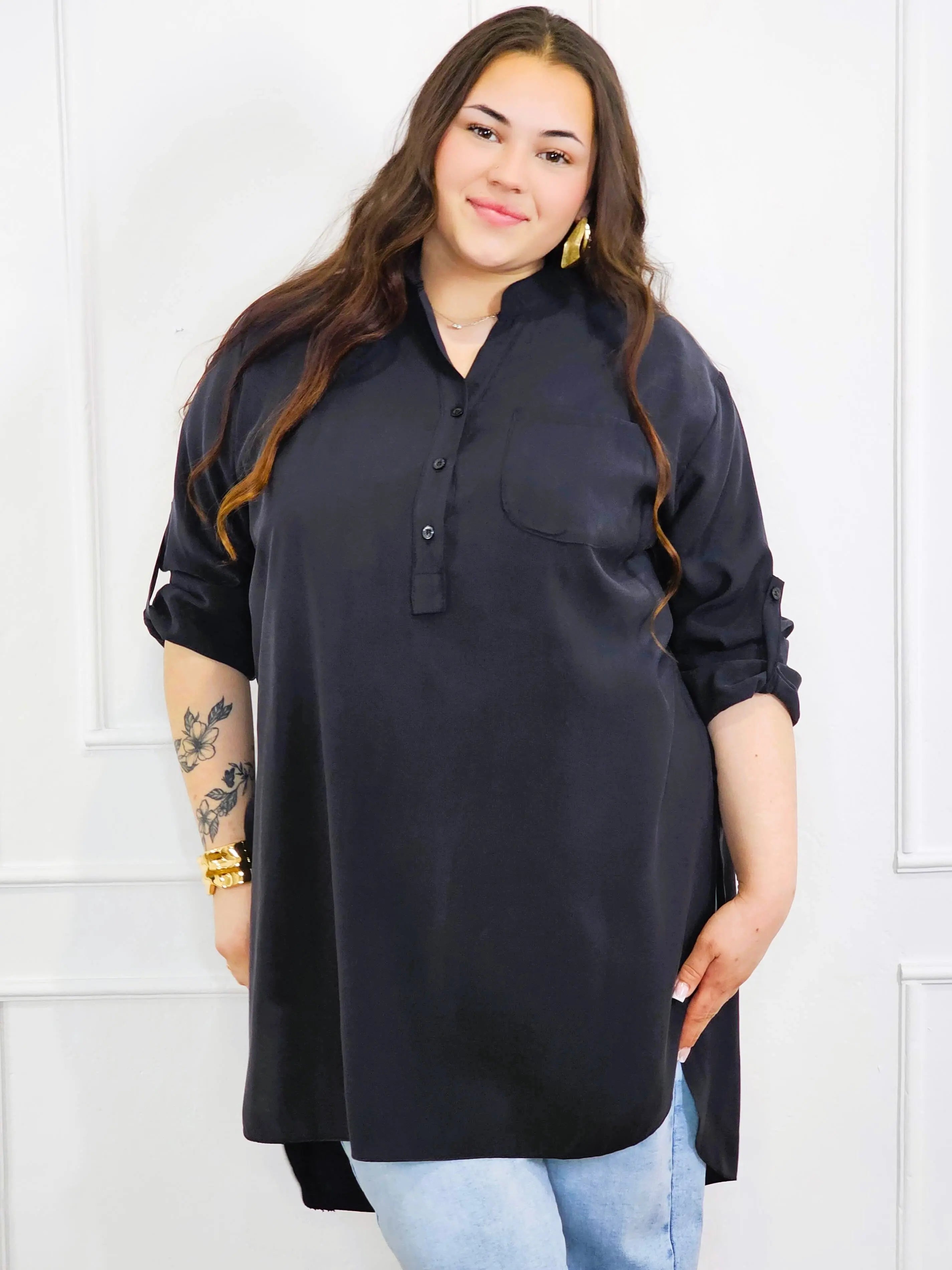 Bluzka plus size koszulowa z dłuższym tyłem – luźny fason XXL Stylowa XL