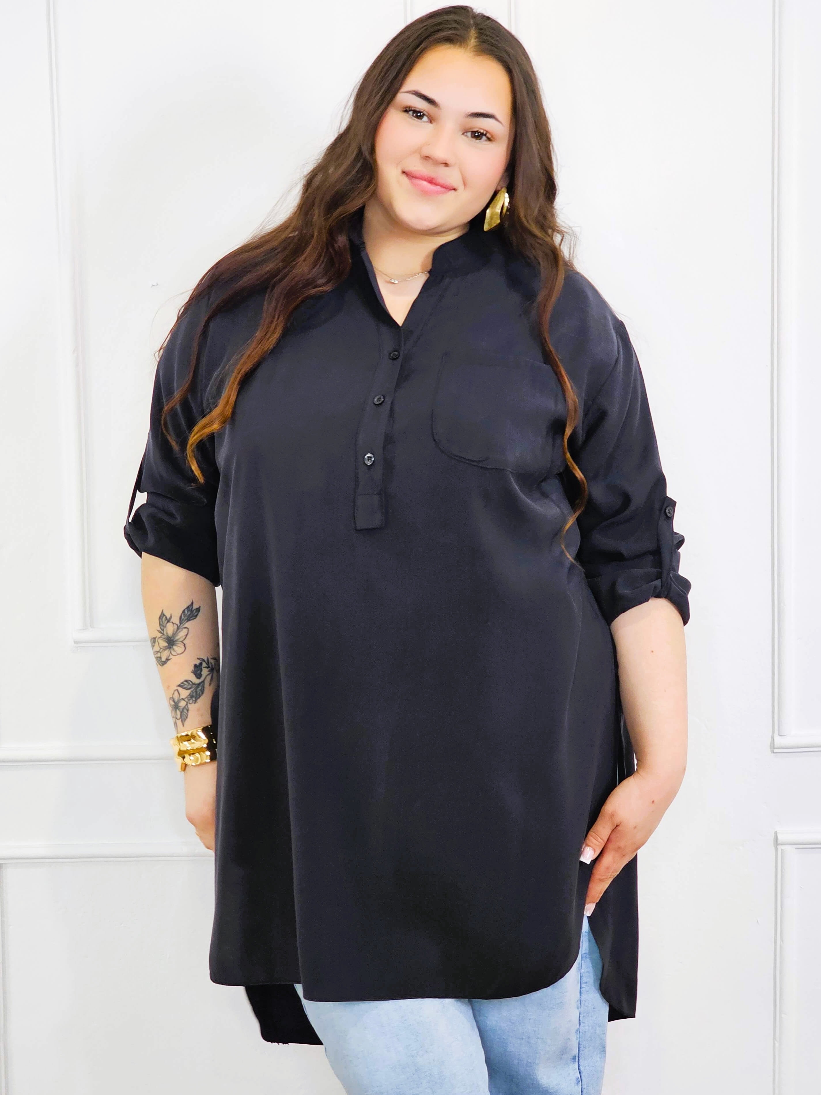 Bluzka plus size koszulowa z dłuższym tyłem – luźny fason XXL Stylowa XL