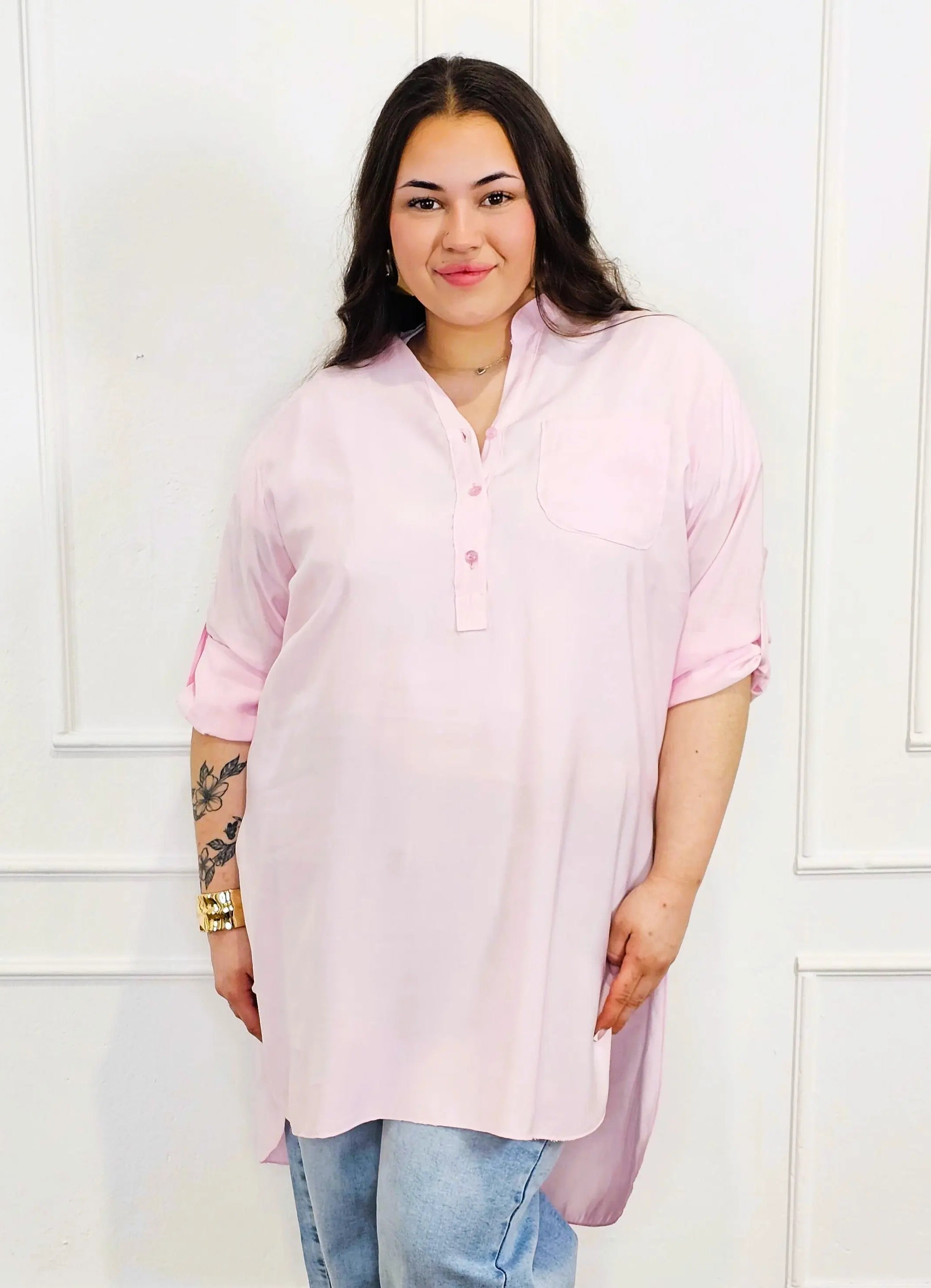 Bluzka plus size koszulowa z dłuższym tyłem – luźny fason XXL Stylowa XL