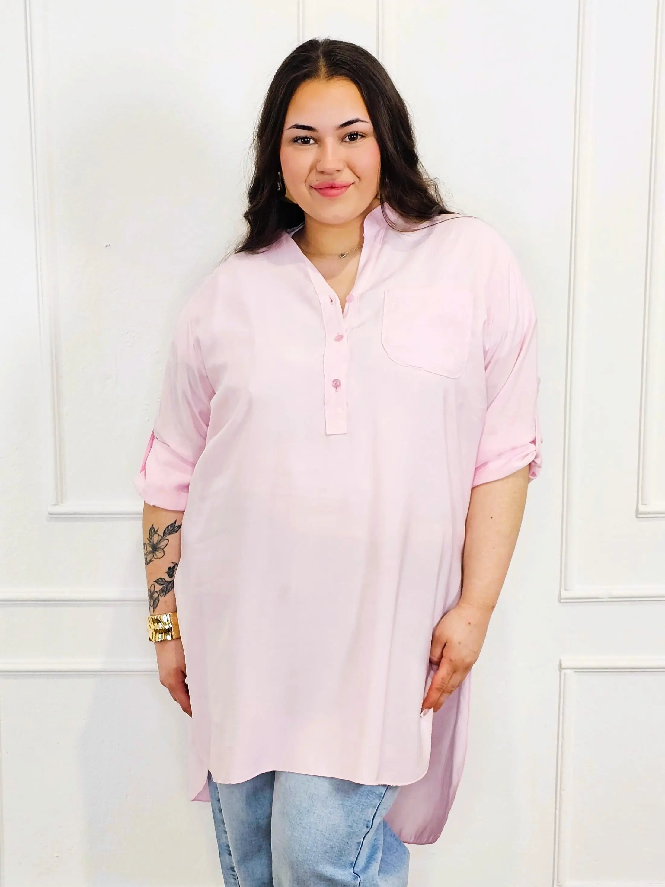 Bluzka plus size koszulowa z dłuższym tyłem – luźny fason XXL Stylowa XL