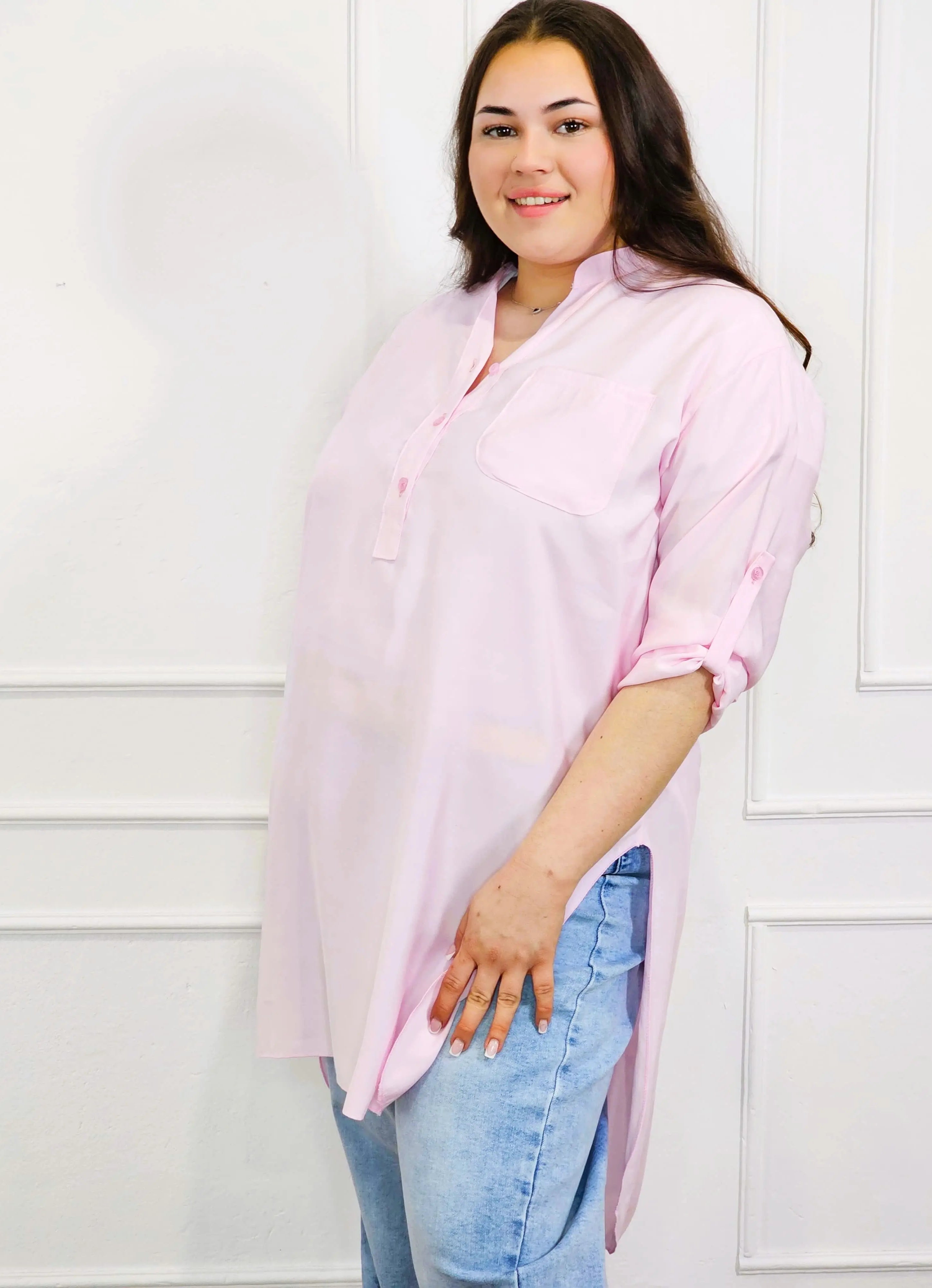 Bluzka plus size koszulowa z dłuższym tyłem – luźny fason XXL Stylowa XL