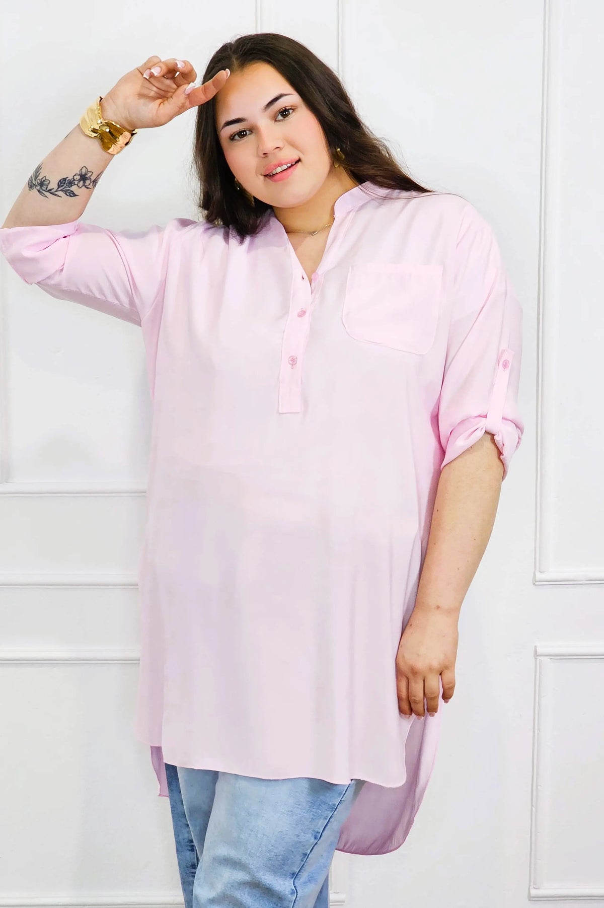 Bluzka plus size koszulowa z dłuższym tyłem – luźny fason XXL Stylowa XL