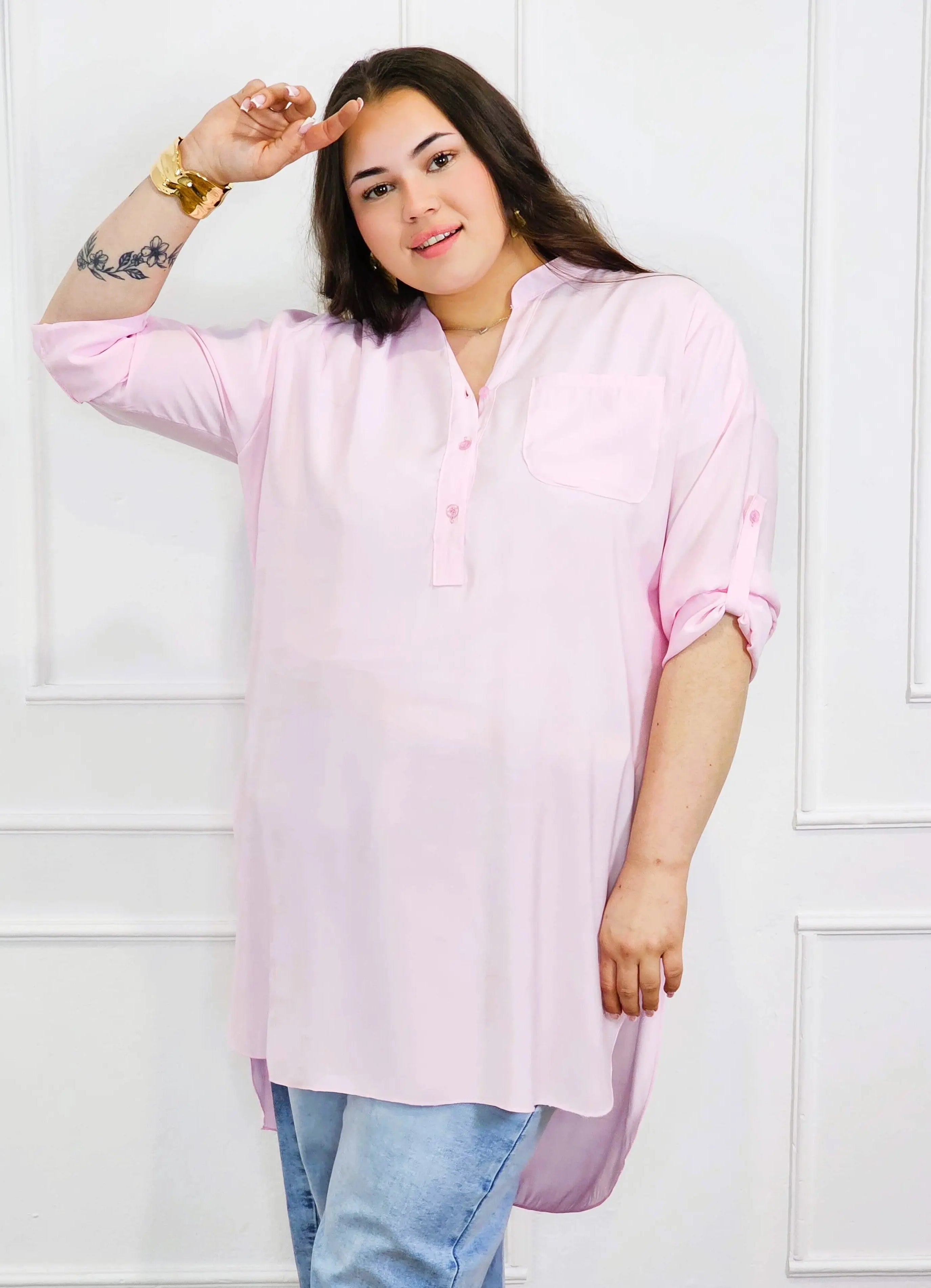 Bluzka plus size koszulowa z dłuższym tyłem – luźny fason XXL Stylowa XL