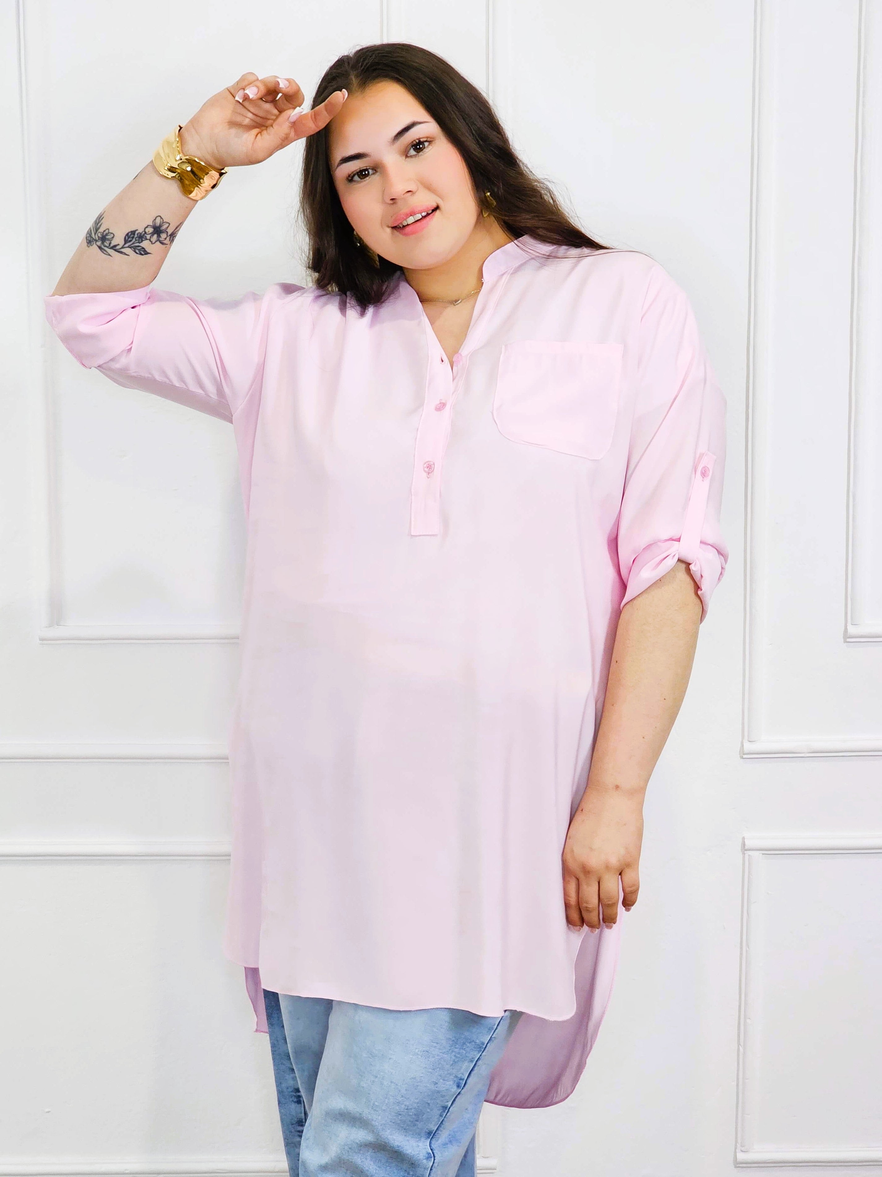 Bluzka plus size koszulowa z dłuższym tyłem – luźny fason XXL Stylowa XL