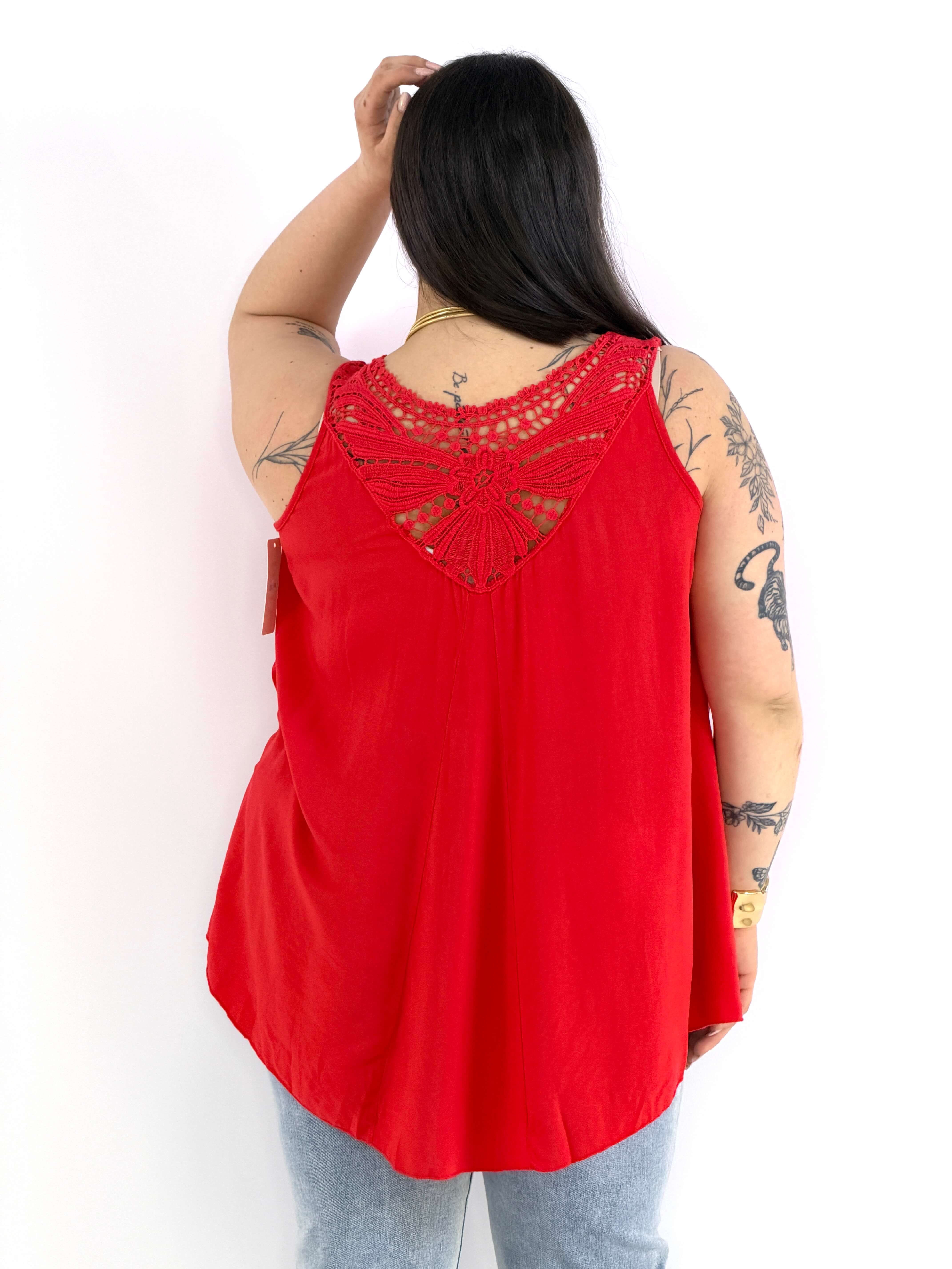 Bluzka plus size na ramiączkach – lekka bluzka XXL z koronką na plecach Stylowa XL