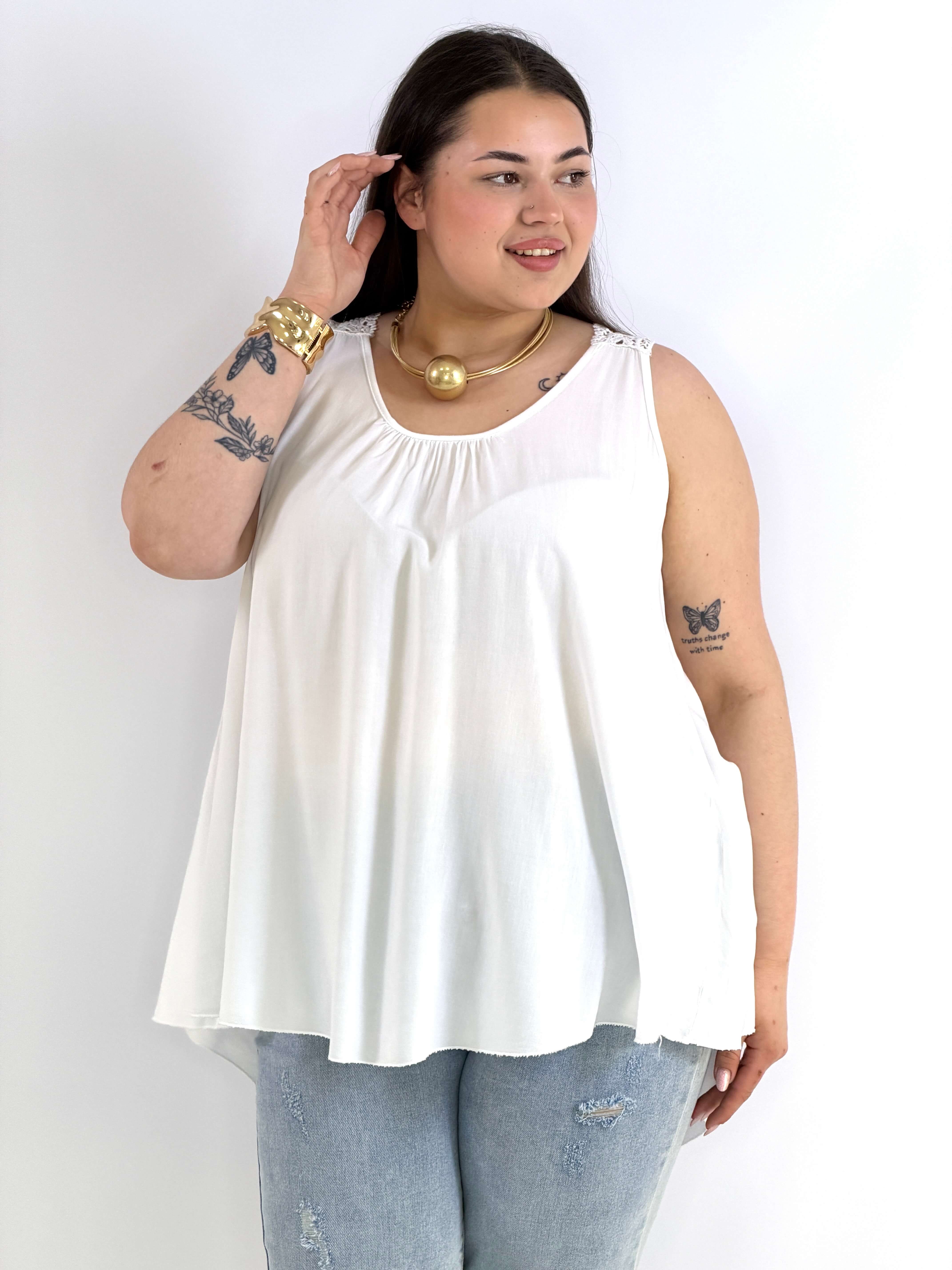 Bluzka plus size na ramiączkach – lekka bluzka XXL z koronką na plecach Stylowa XL