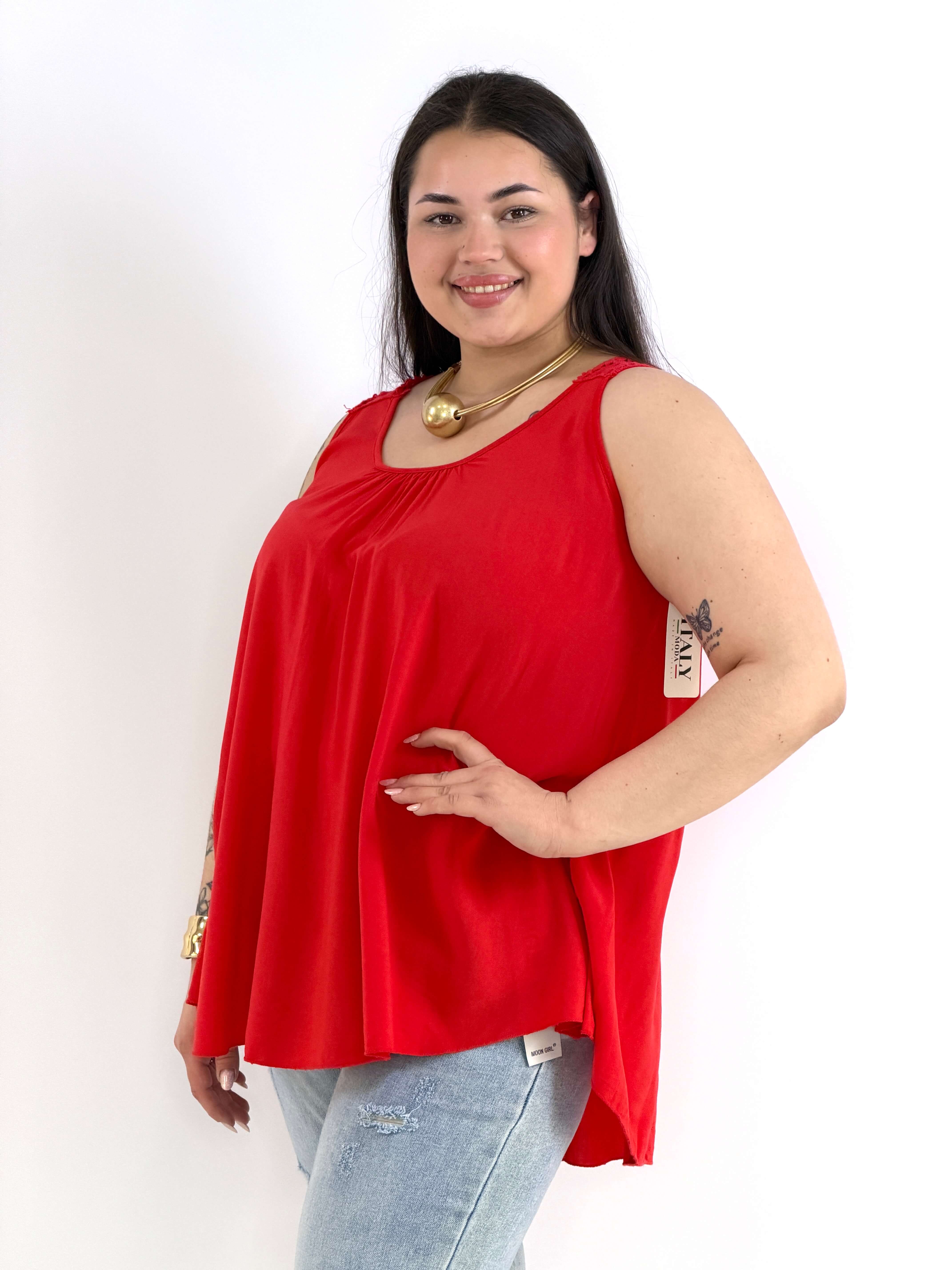 Bluzka plus size na ramiączkach – lekka bluzka XXL z koronką na plecach Stylowa XL