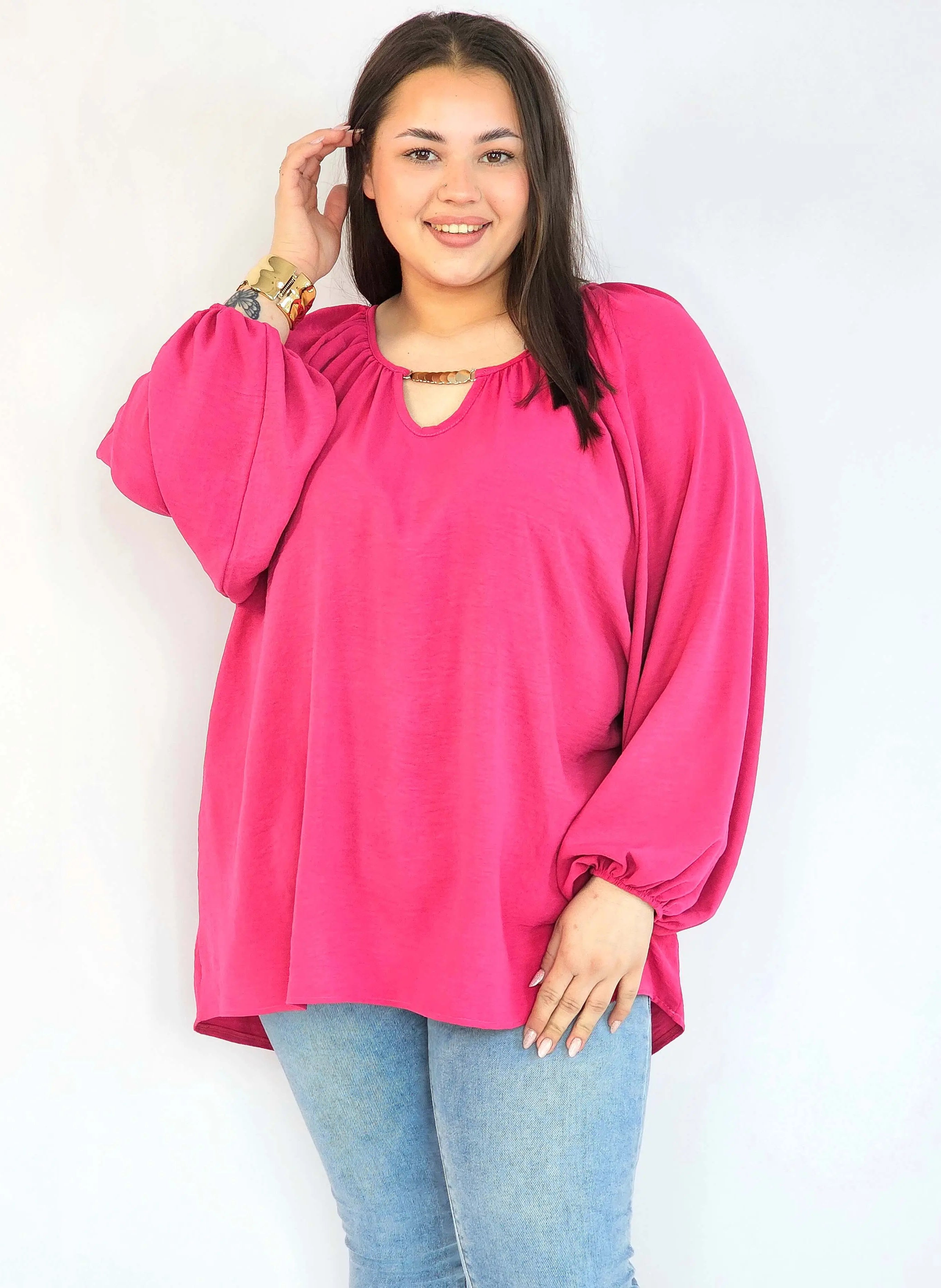 Bluzka plus size oversize – elegancka bluzka damska XXL z szerokim rękawem Stylowa XL