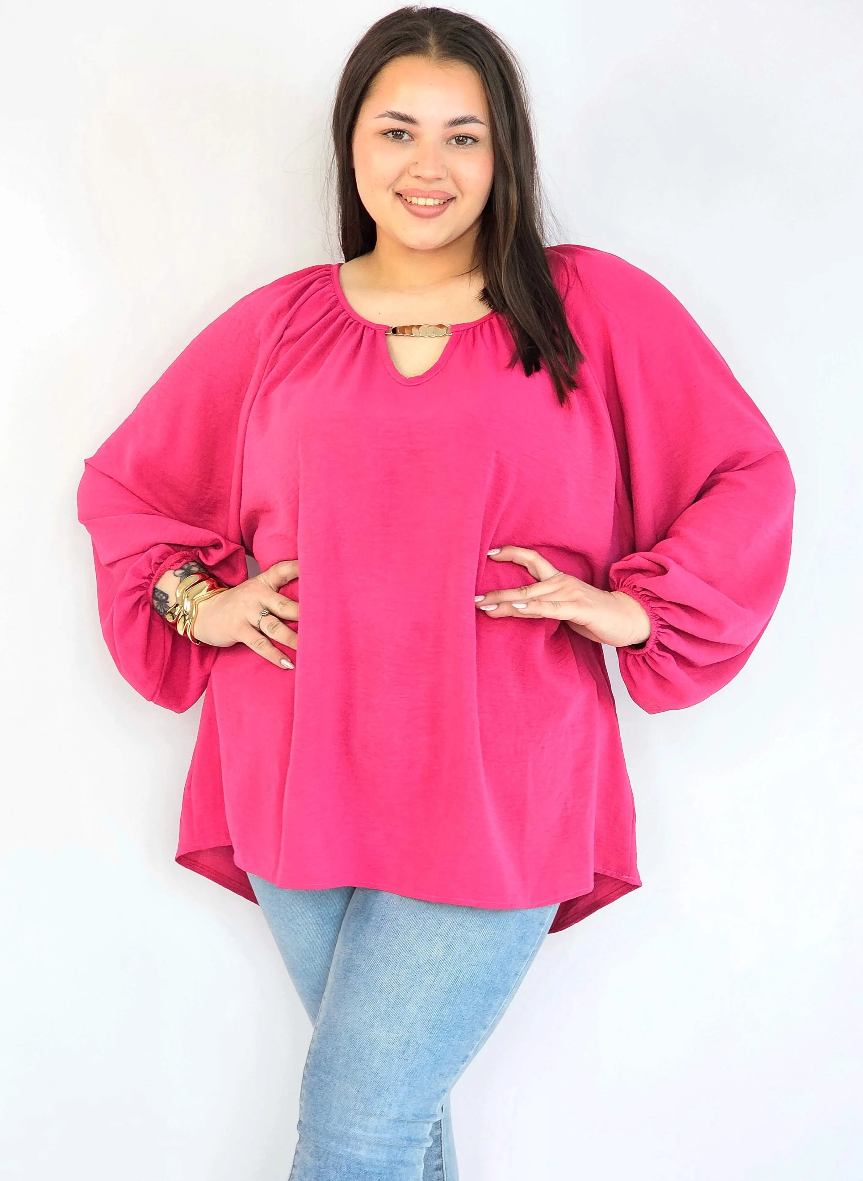Bluzka plus size oversize – elegancka bluzka damska XXL z szerokim rękawem Stylowa XL