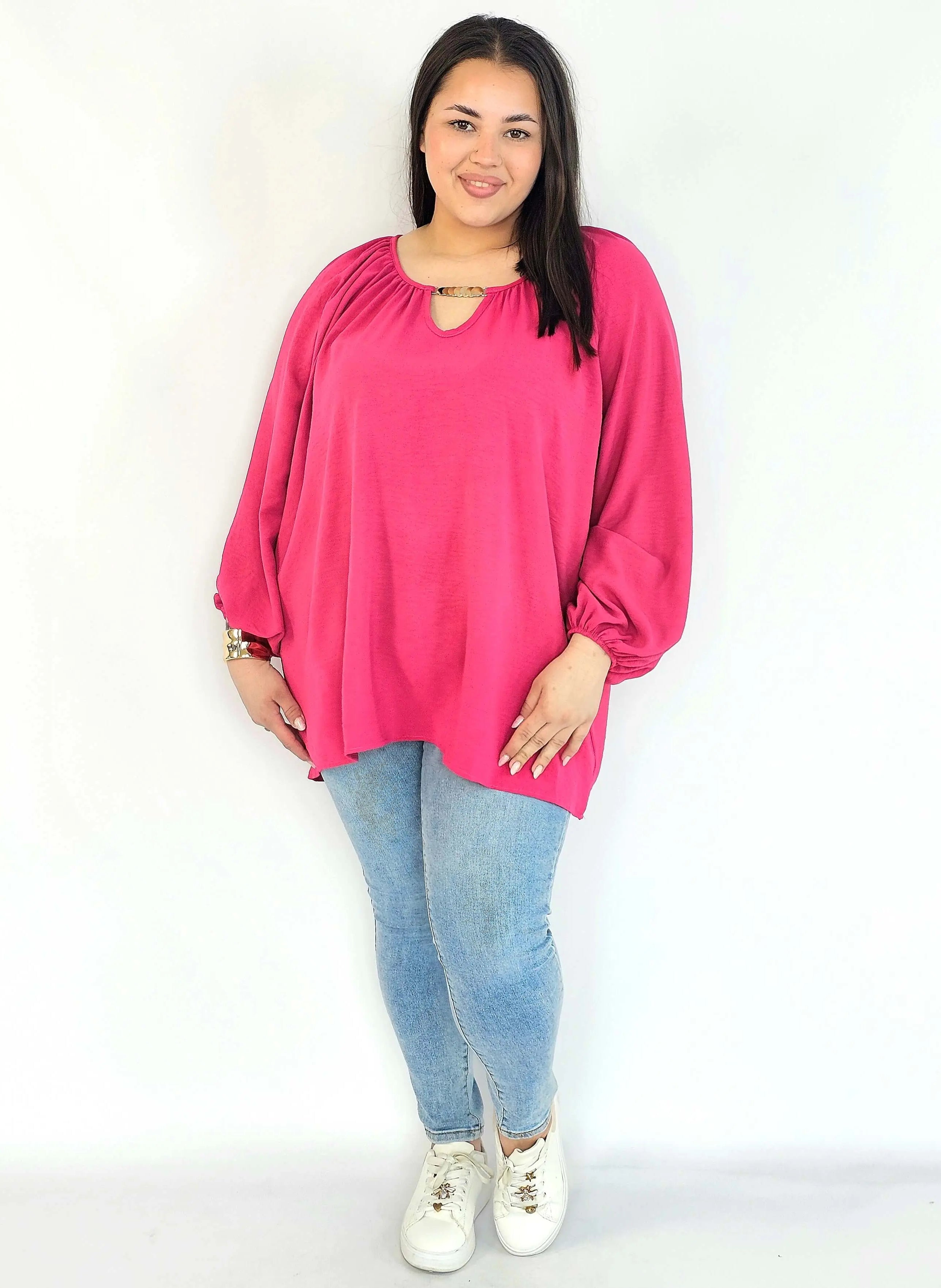 Bluzka plus size oversize – elegancka bluzka damska XXL z szerokim rękawem Stylowa XL