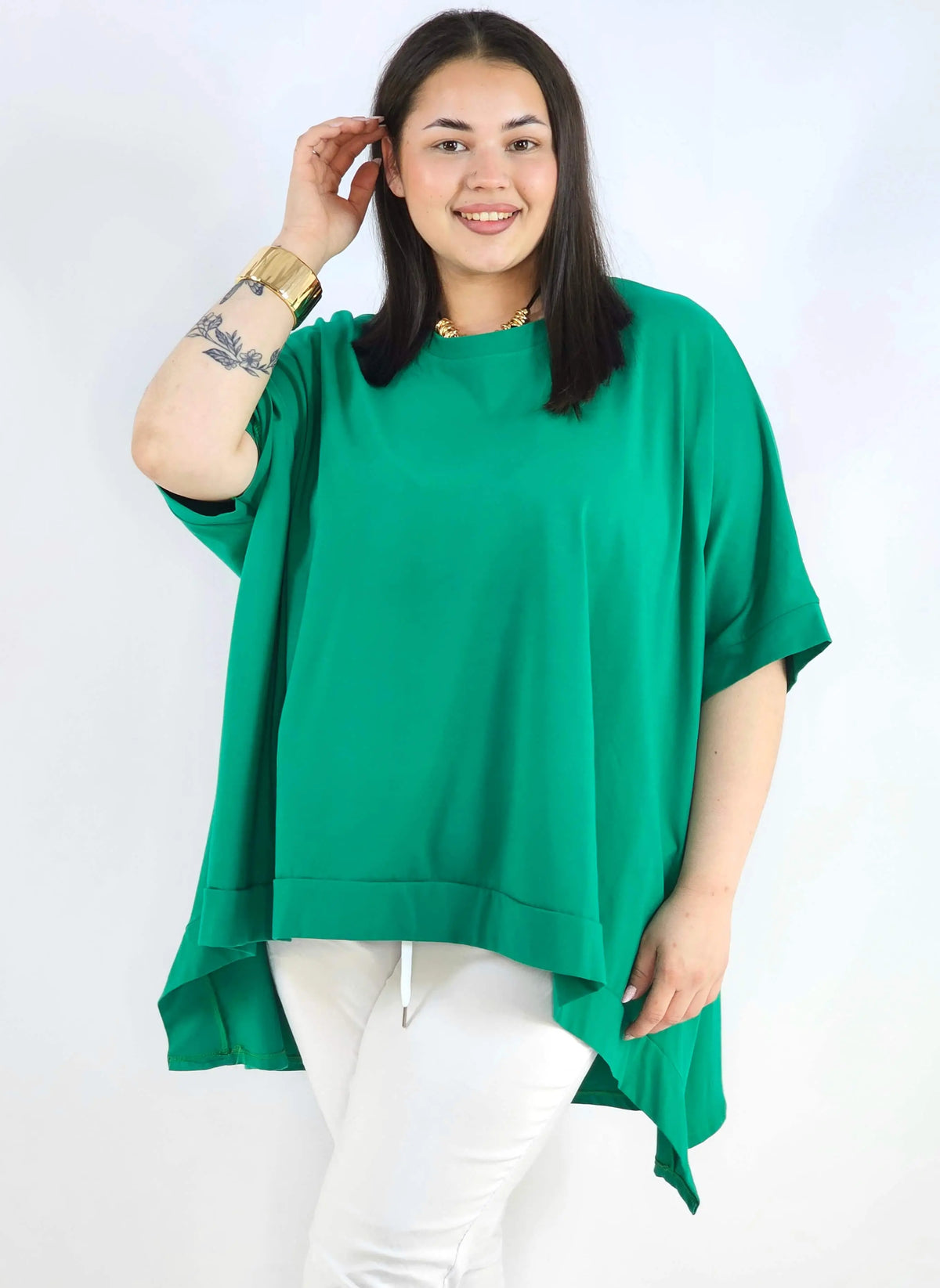Bluzka plus size oversize z asymetrycznym dołem – wygodna bluzka damska XXL Stylowa XL