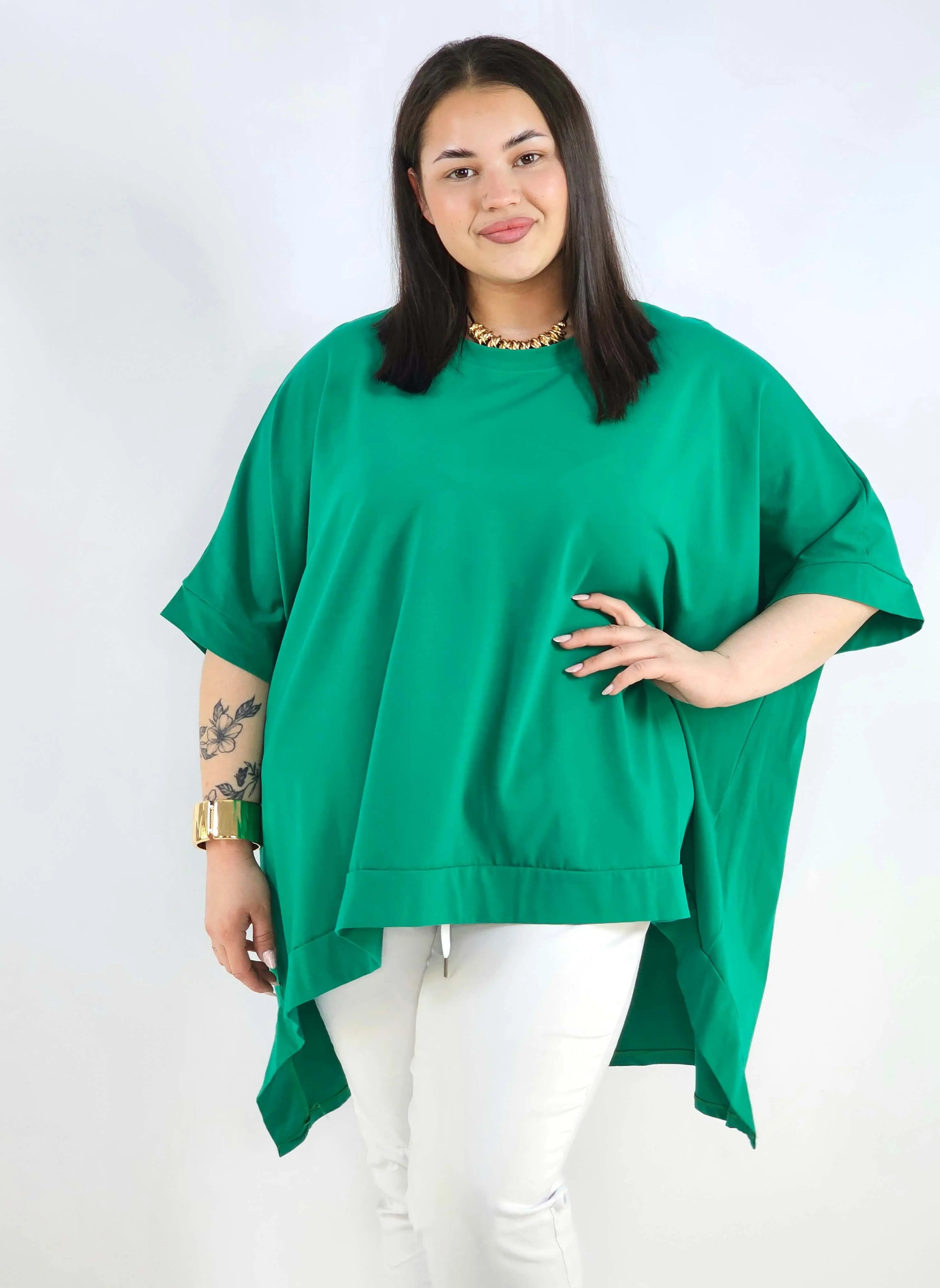 Bluzka plus size oversize z asymetrycznym dołem – wygodna bluzka damska XXL Stylowa XL