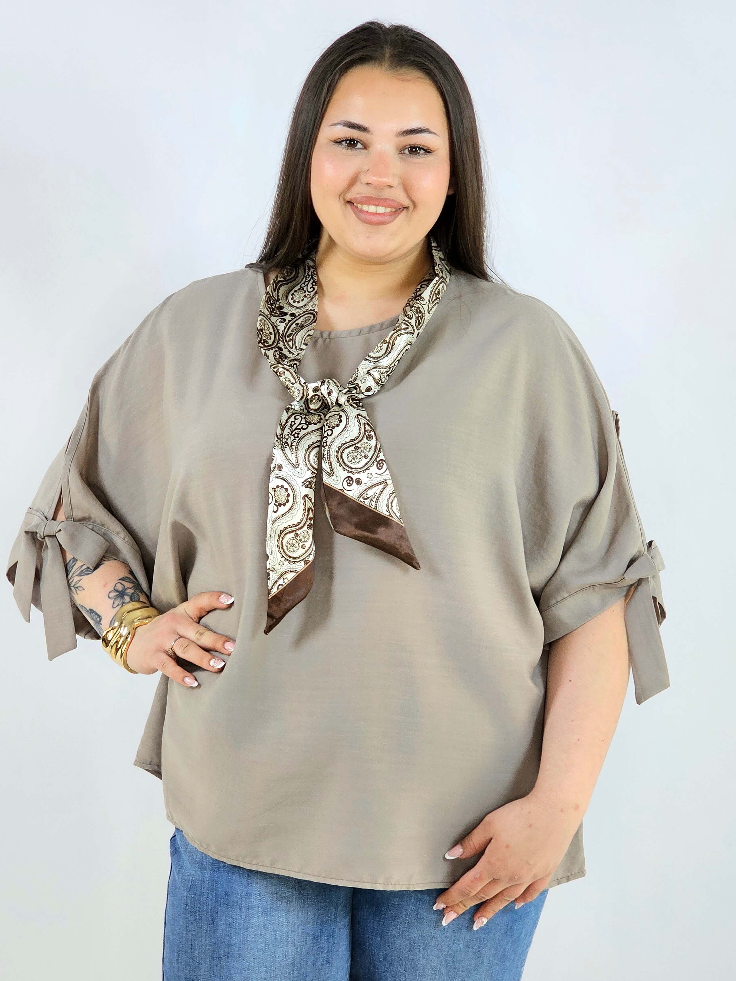 Bluzka plus size oversize z wiązanymi rękawami lekka i stylowa XXL Stylowa XL
