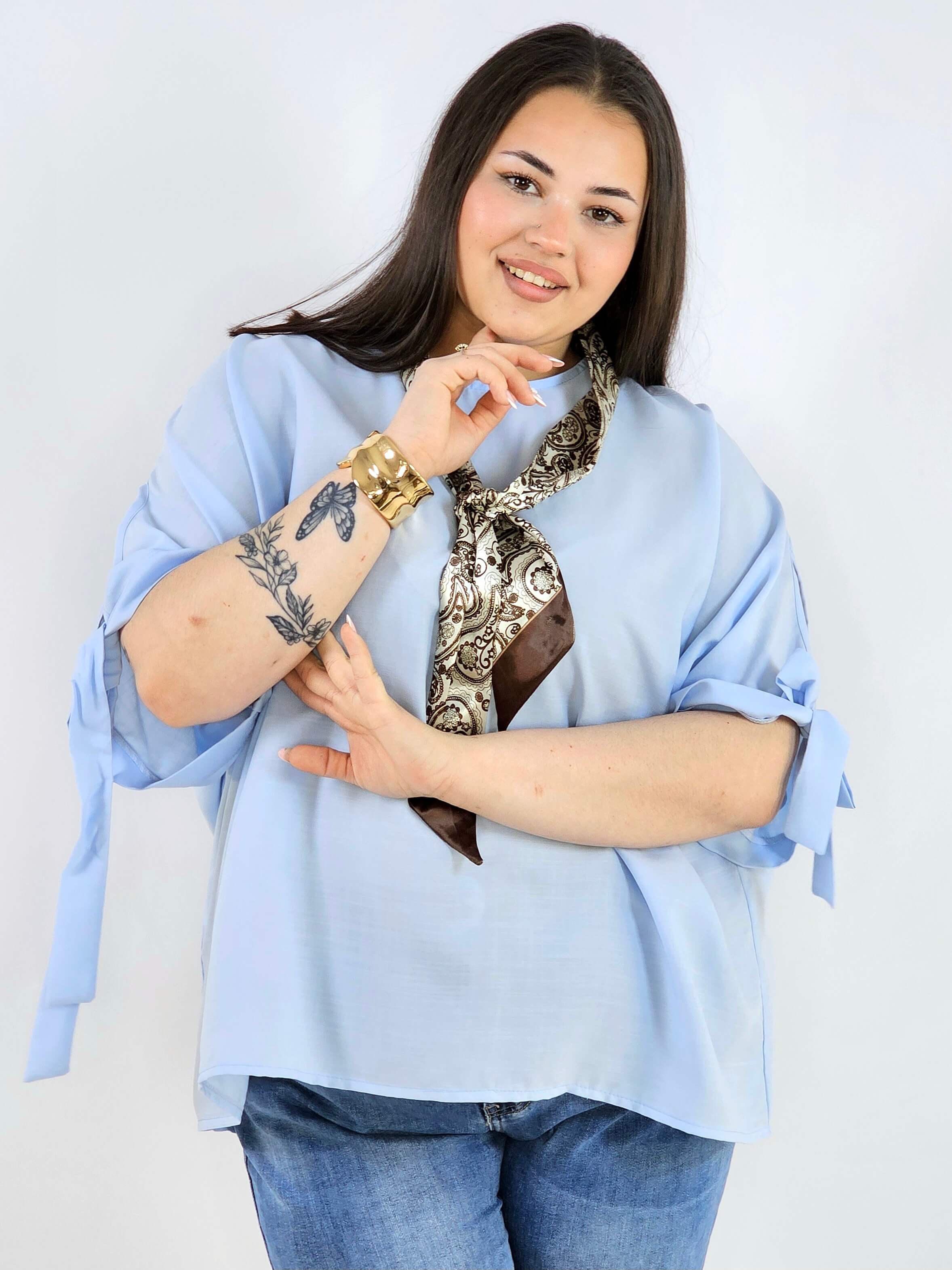 Bluzka plus size oversize z wiązanymi rękawami lekka i stylowa XXL Stylowa XL